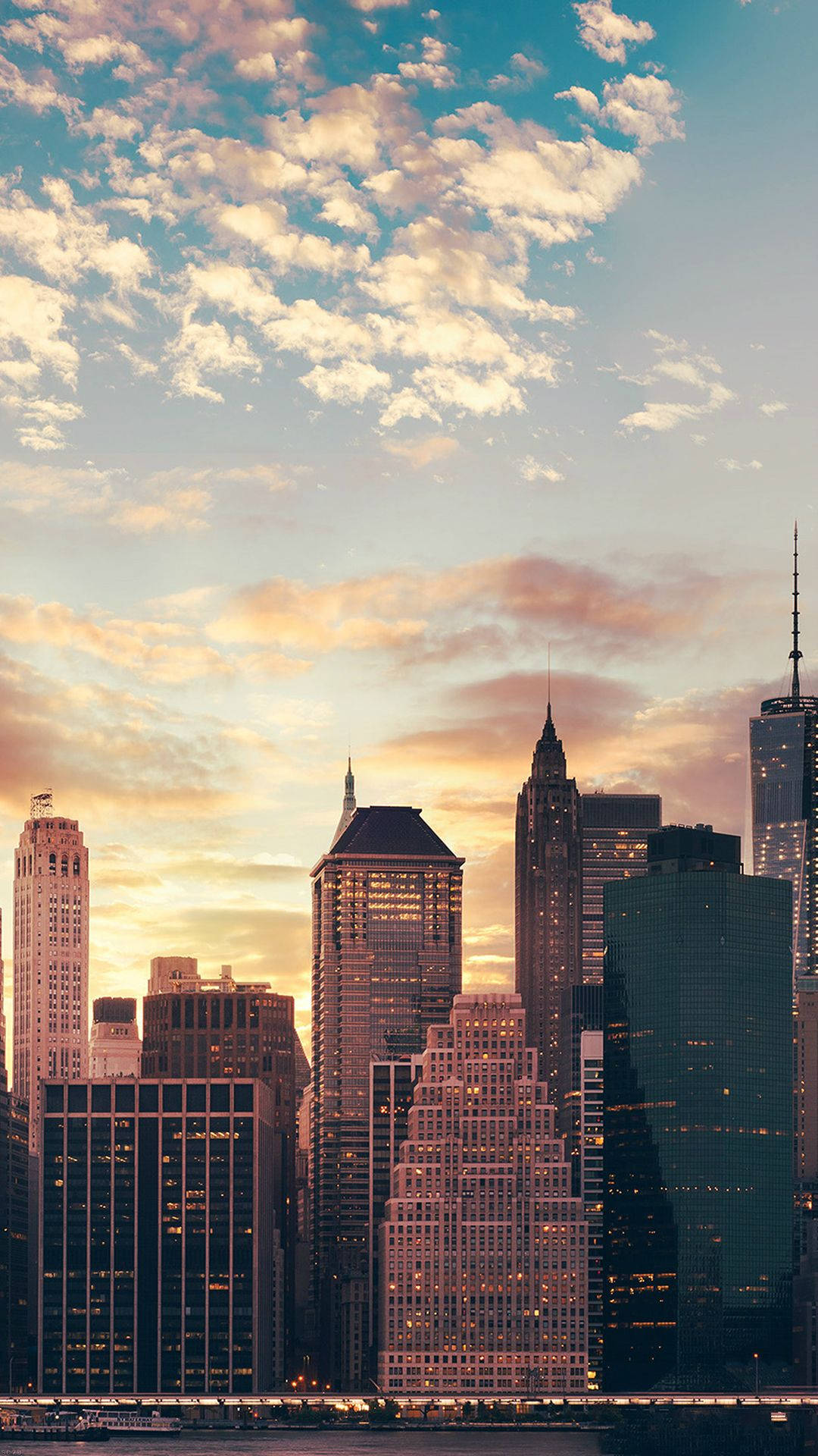 New York Skyline, iPhone, sunset, Full HD Phone Wallpaper