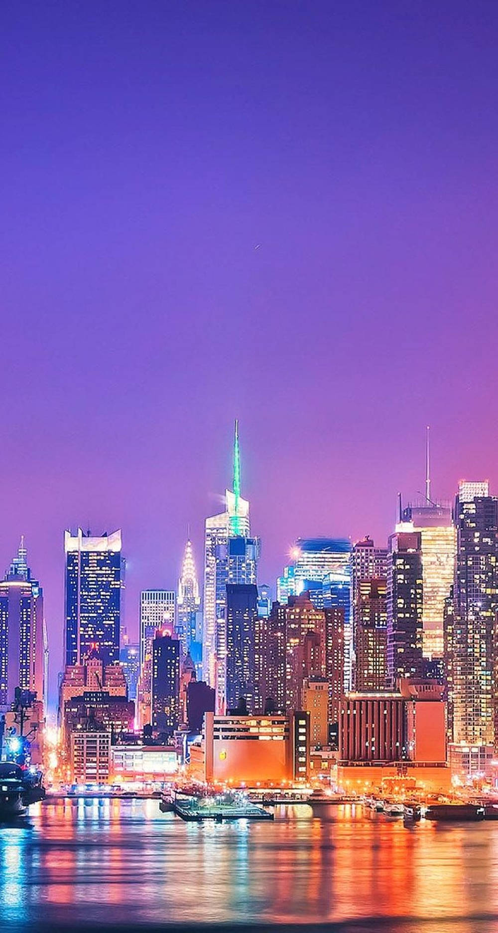 New York Skyline, iPhone, colorful lights, HD Phone Wallpaper