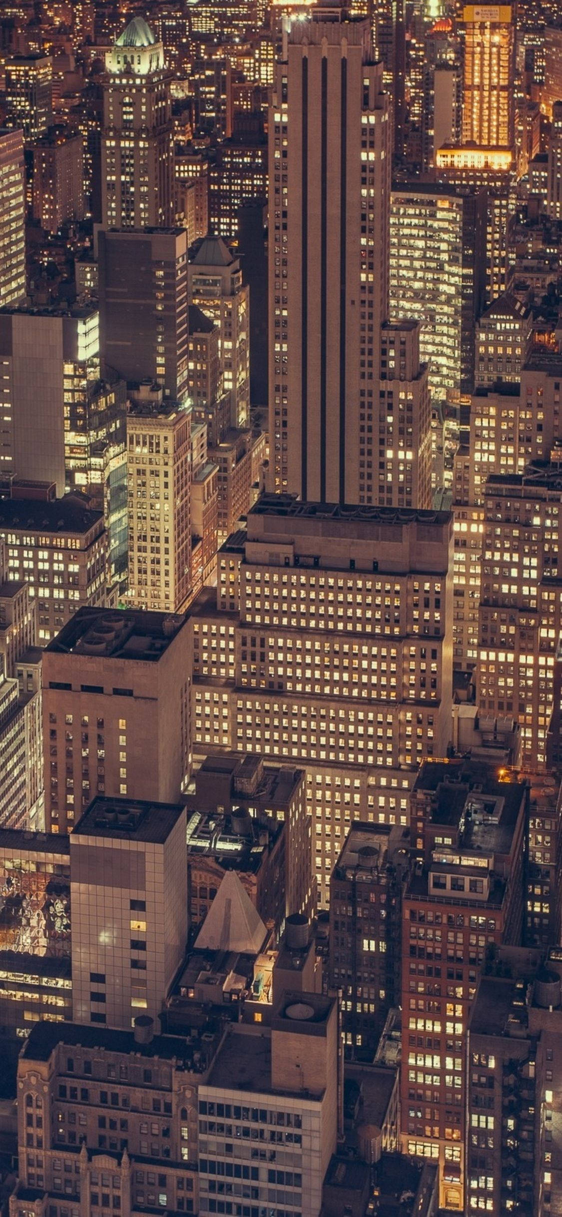 New York Street, night, aerial view, Full HD Phone Wallpaper