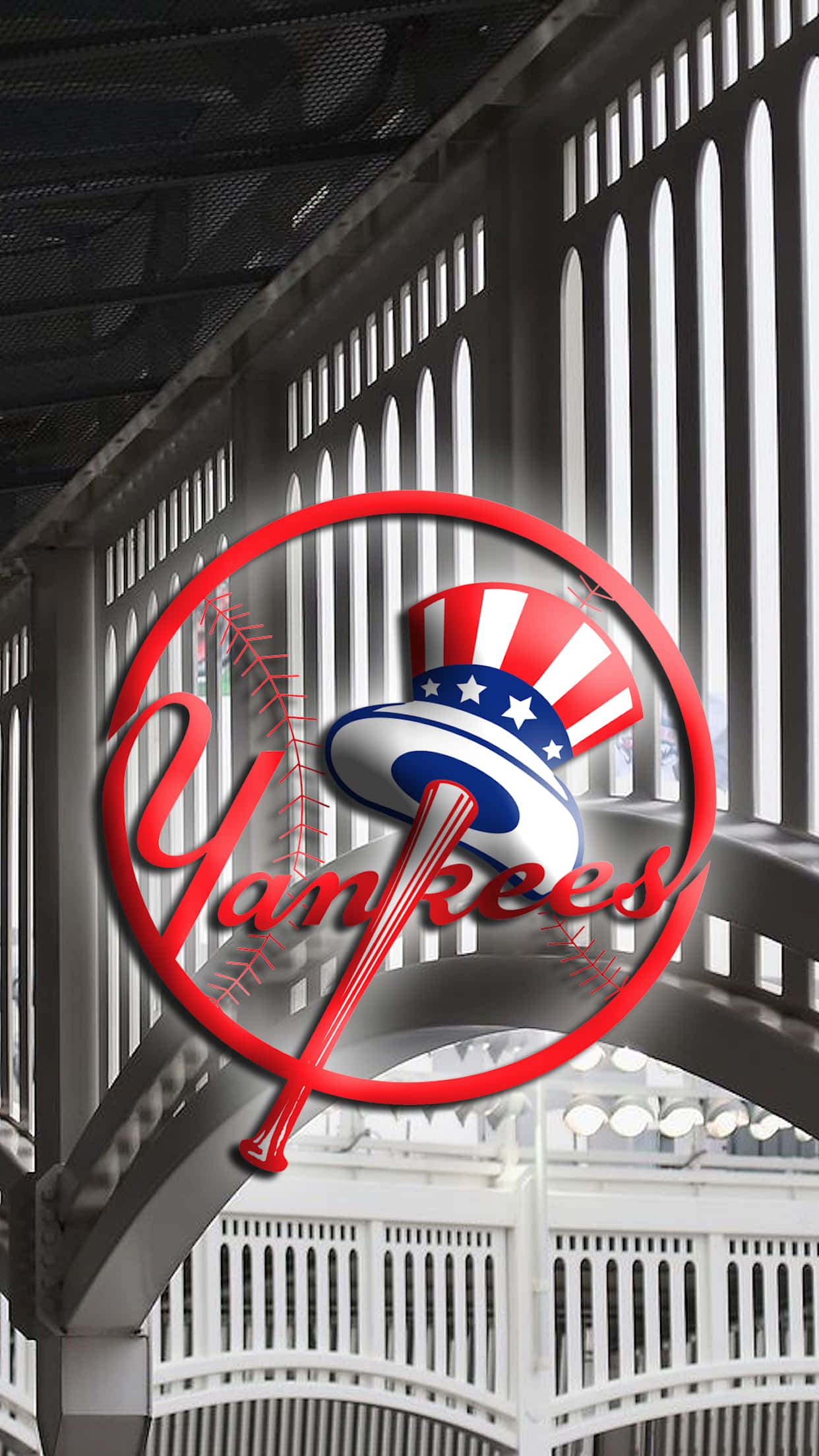 New York Yankees, red Yankees logo, baseball bat, Full HD Phone Wallpaper