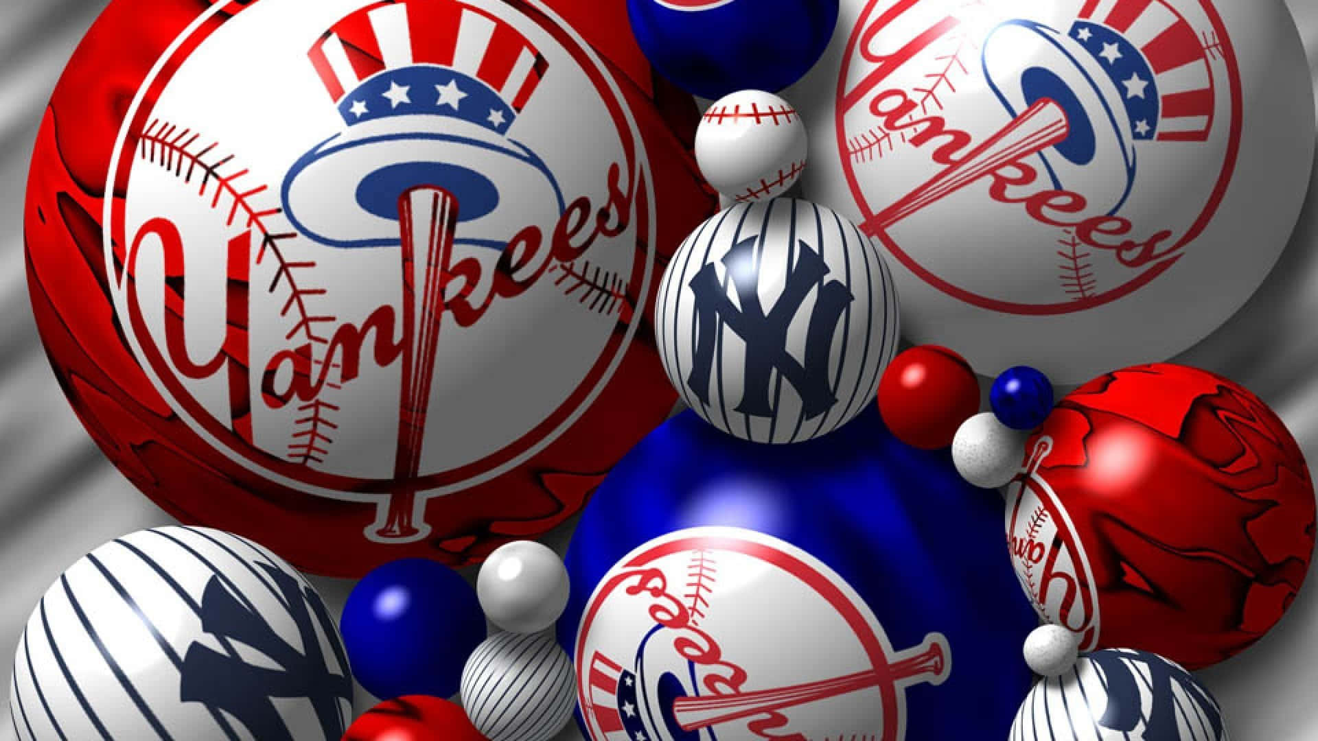 New York Yankees, red white and blue, metallic background, Full HD Desktop Wallpaper