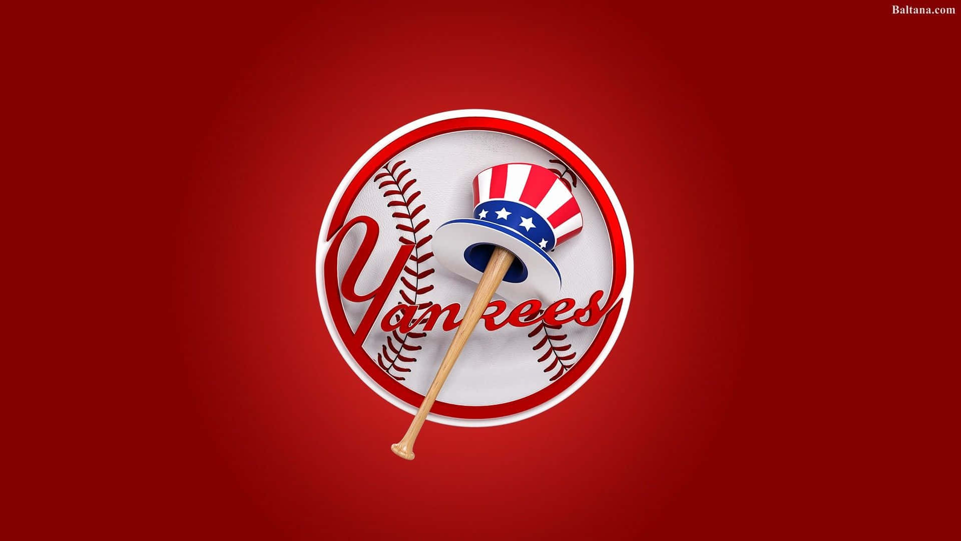 New York Yankees, American flag hat, baseball bat, Full HD Desktop Wallpaper