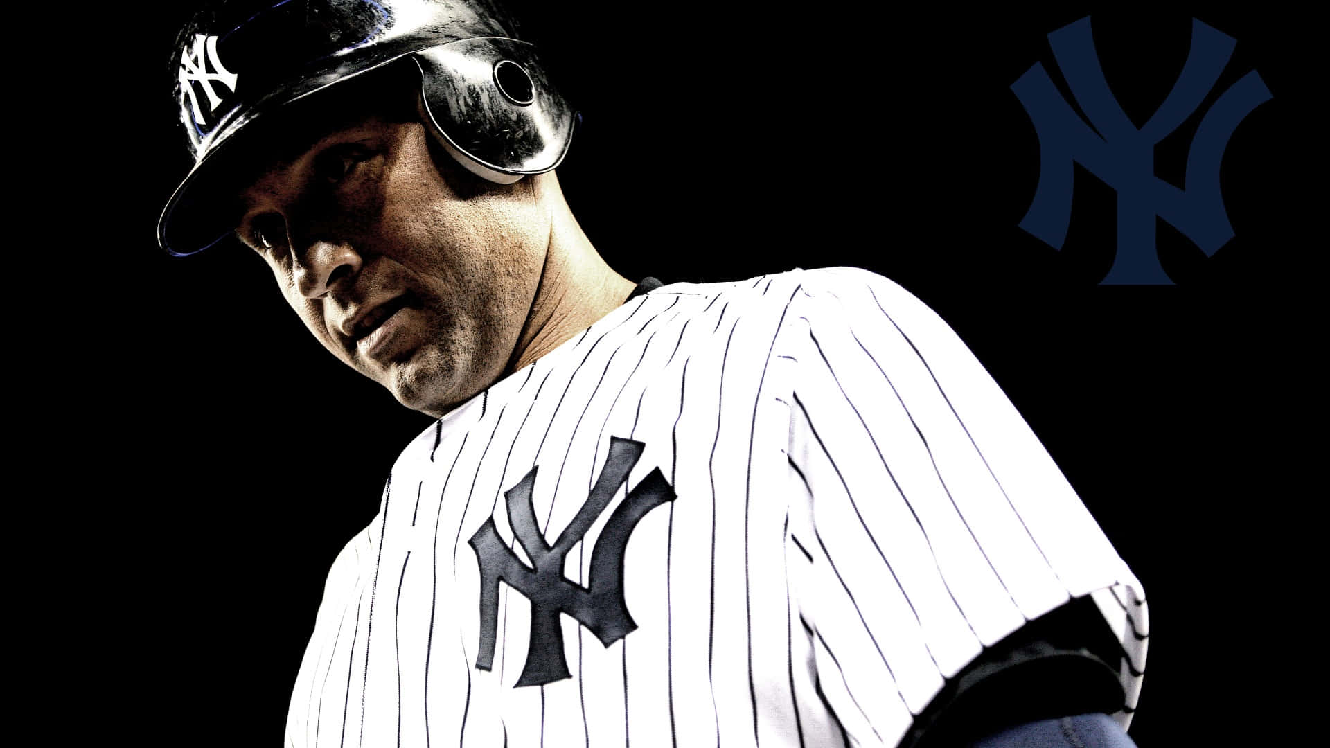 New York Yankees, pinstripe uniform, team logo, Full HD Desktop Wallpaper