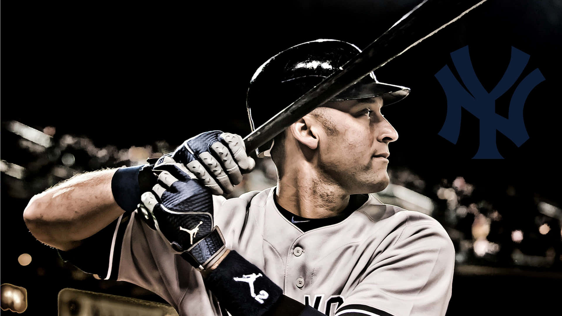 New York Yankees, bat, stadium lights, Full HD Desktop Wallpaper