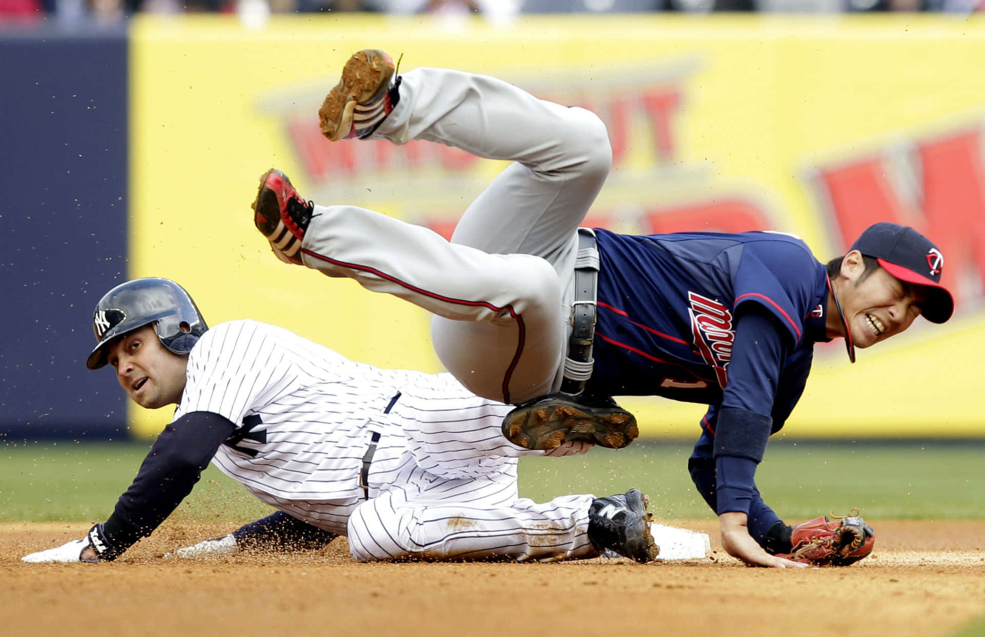 New York Yankees, baseball player, slides headfirst, Full HD Desktop Wallpaper
