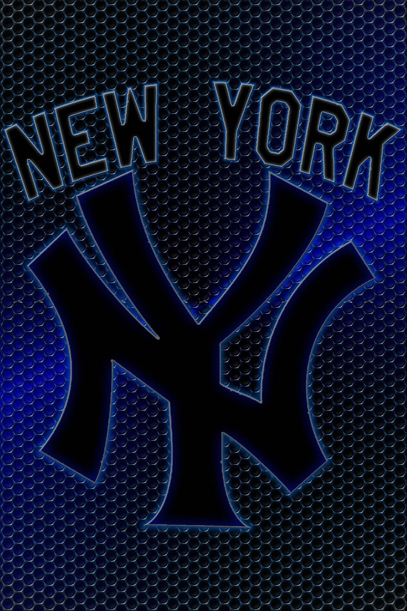 New York Yankees, electric blue neon, dark blue perforated metal, Full HD Phone Wallpaper