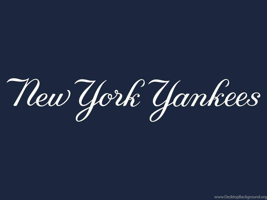 New York Yankees, blue wordmark logo, white cursive text, SD Desktop Wallpaper