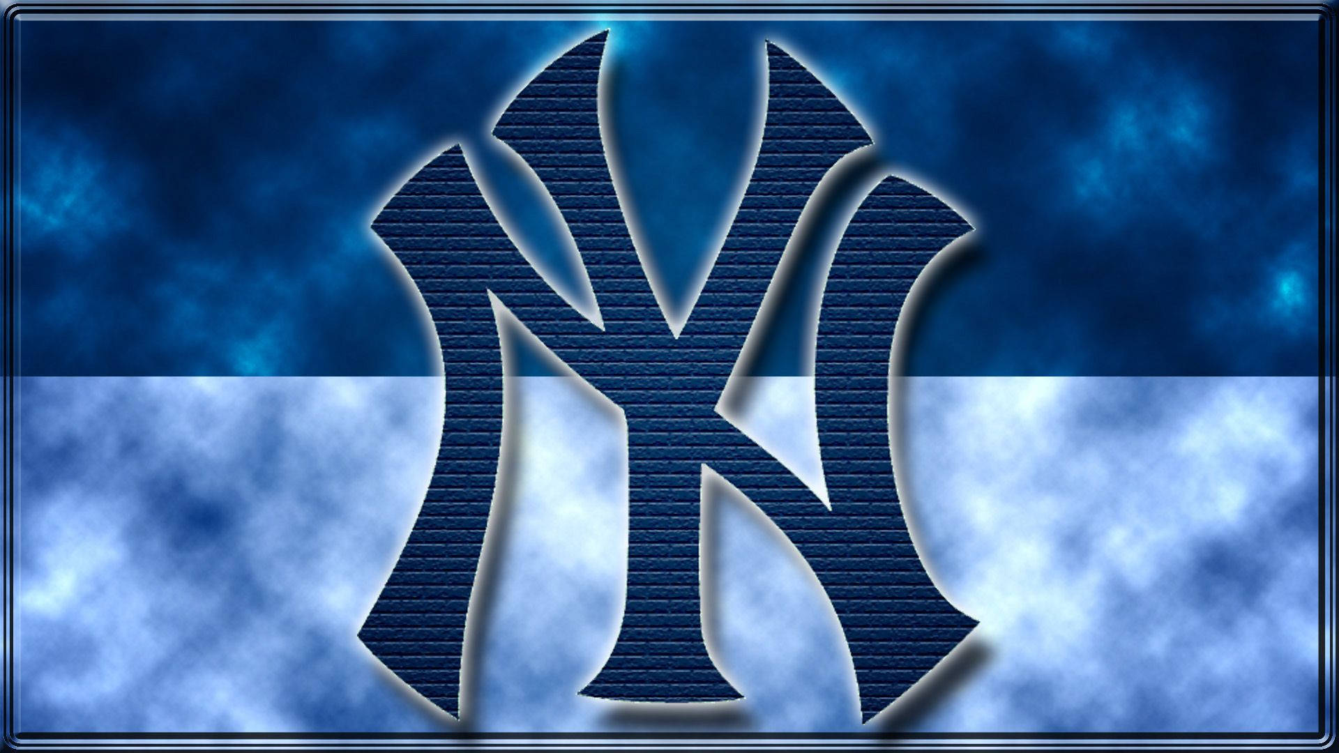 New York Yankees, logo, textured blue, Full HD Desktop Wallpaper
