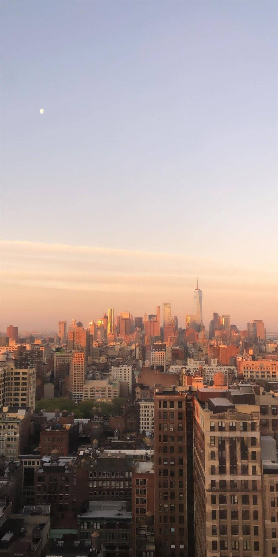New York, sunset, golden light, Full HD Phone Wallpaper
