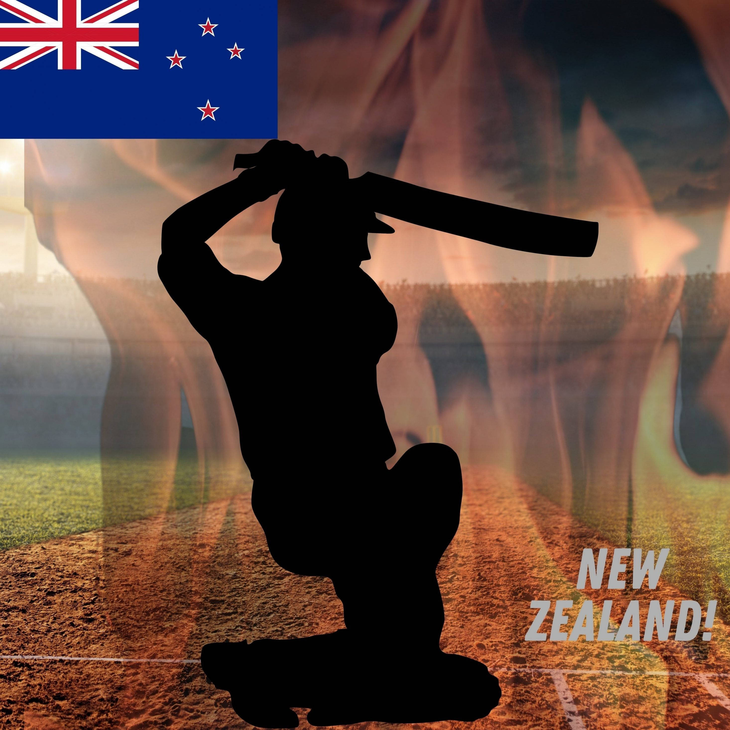 New Zealand Cricket Team, flag, cricket batsman, 2K Desktop Wallpaper