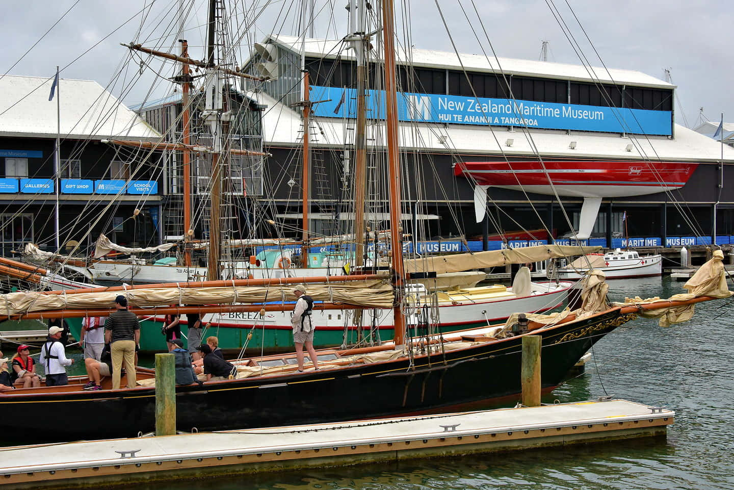 New Zealand Maritime Museum, vintage sailing ships, bustling harbor, HD Desktop Wallpaper