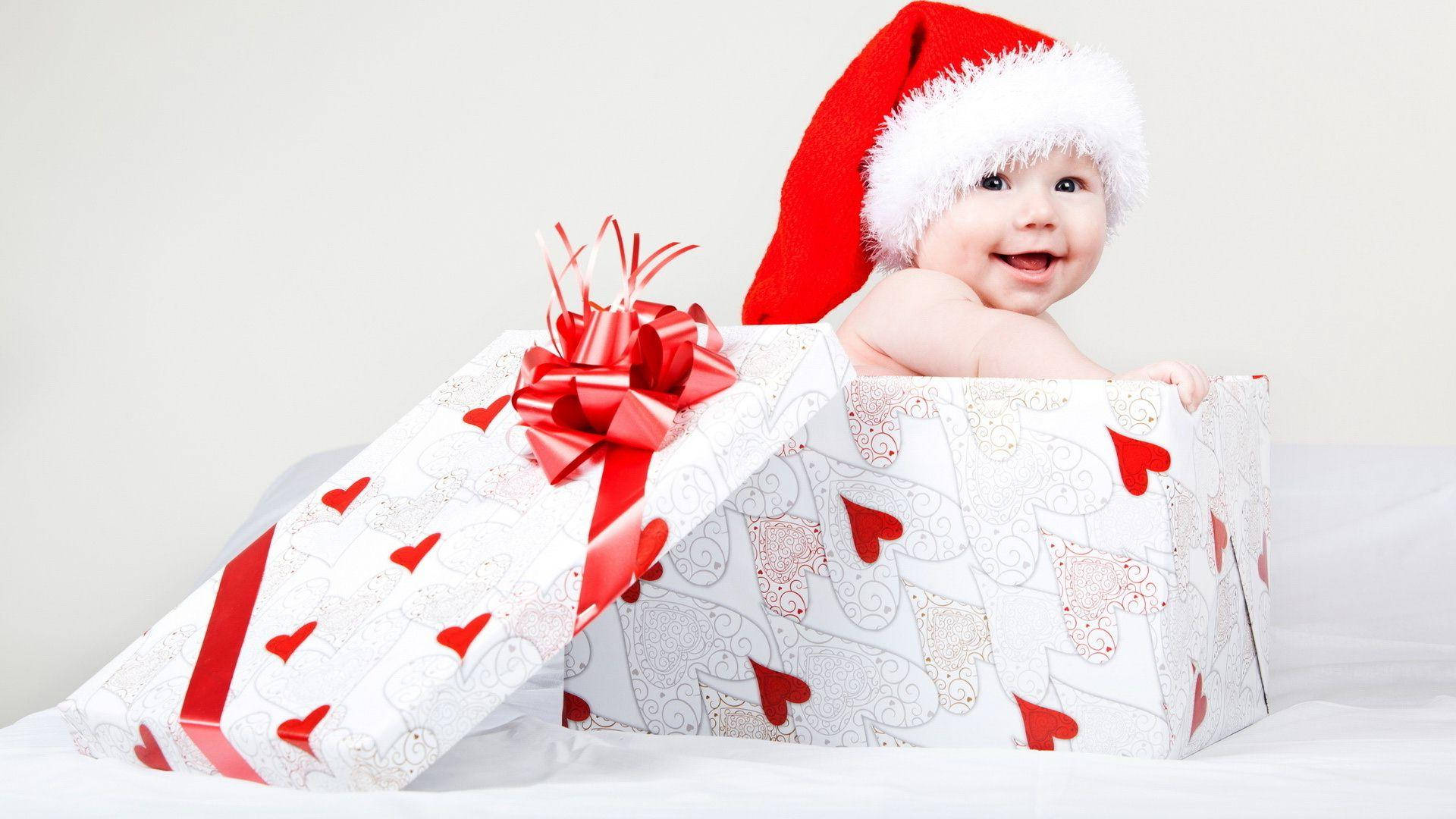 Newborn Baby, Santa hat, red Santa hat, Full HD Desktop Wallpaper
