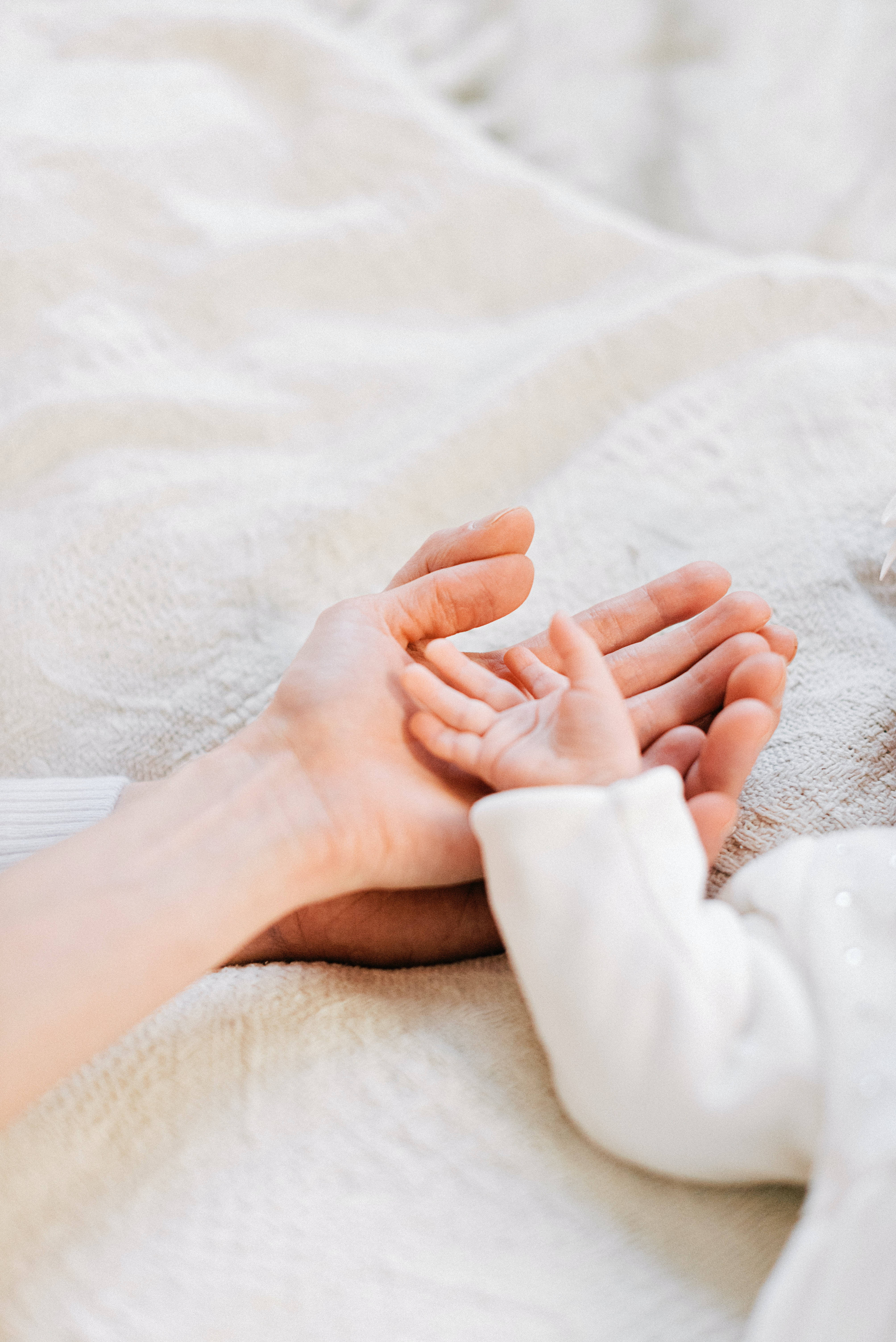 newborn baby girl, white linen, soft textured white blanket, 5K Phone Wallpaper