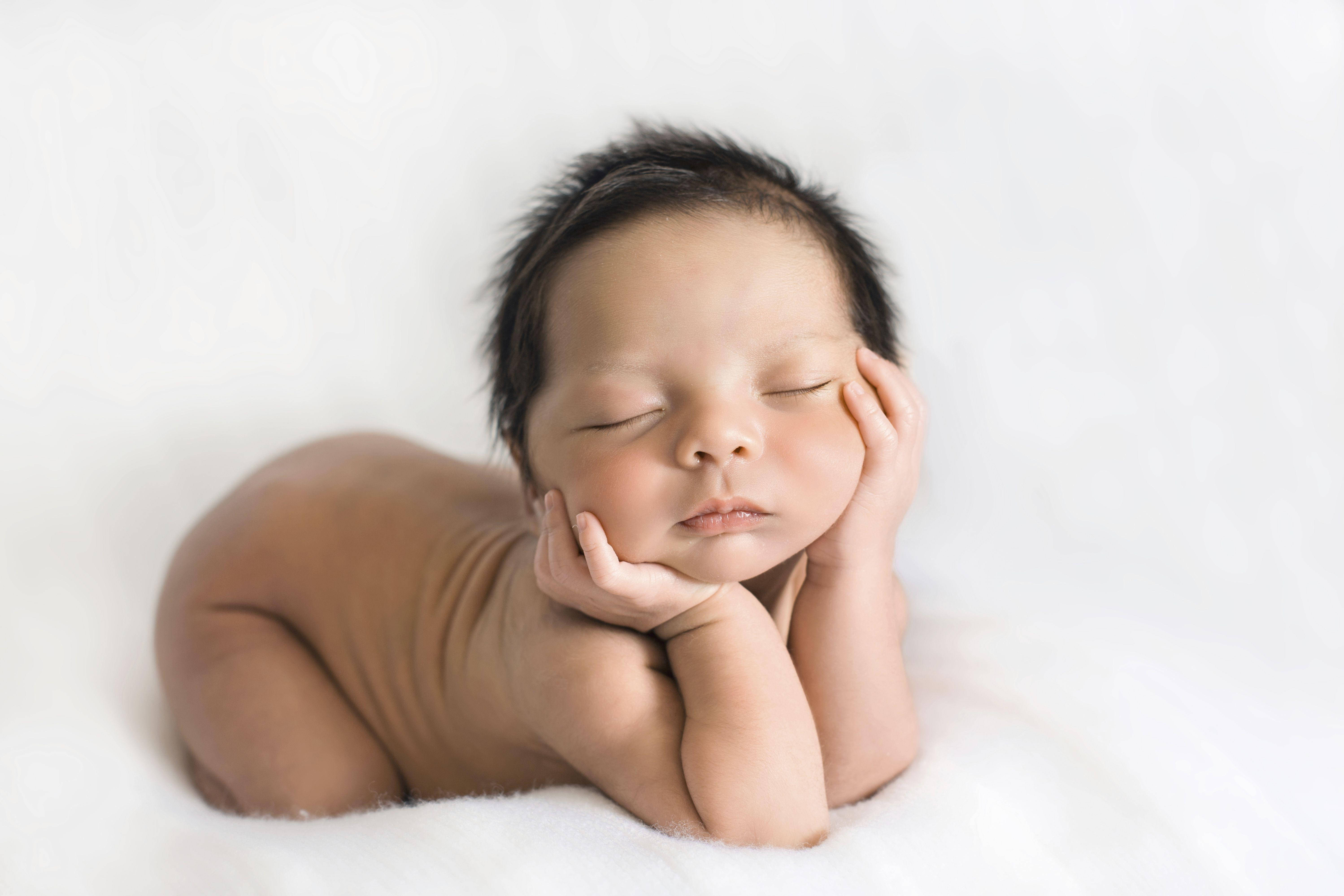 newborn baby, sleeps soundly, stomach, 5K Desktop Wallpaper