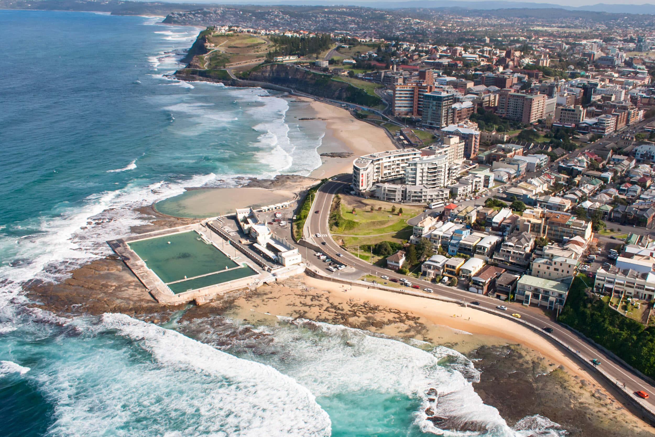 Newcastle Australia, coastline, aerial view, Full HD Desktop Wallpaper