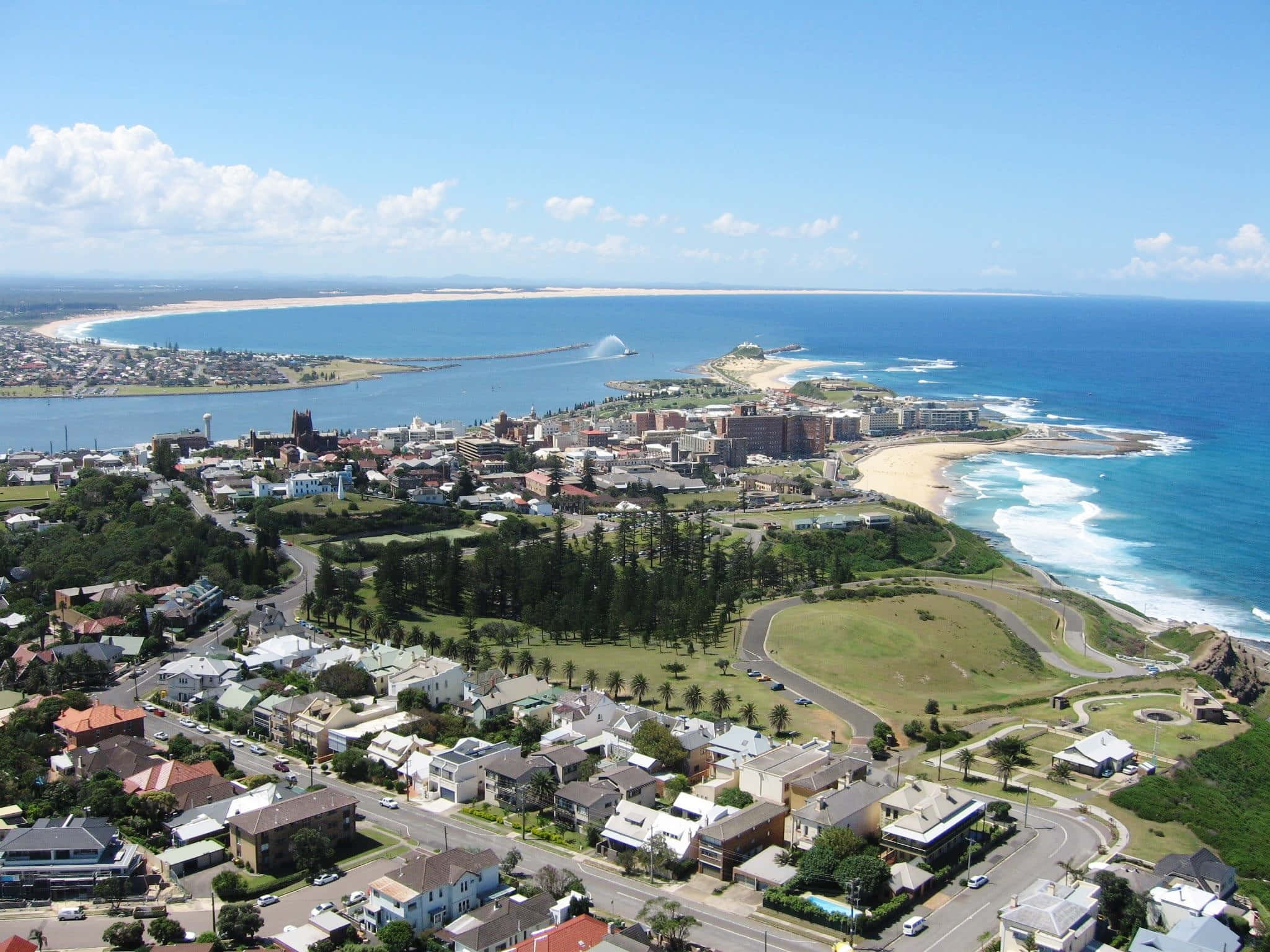 Newcastle Australia, coastal town, turquoise ocean, Full HD Desktop Wallpaper