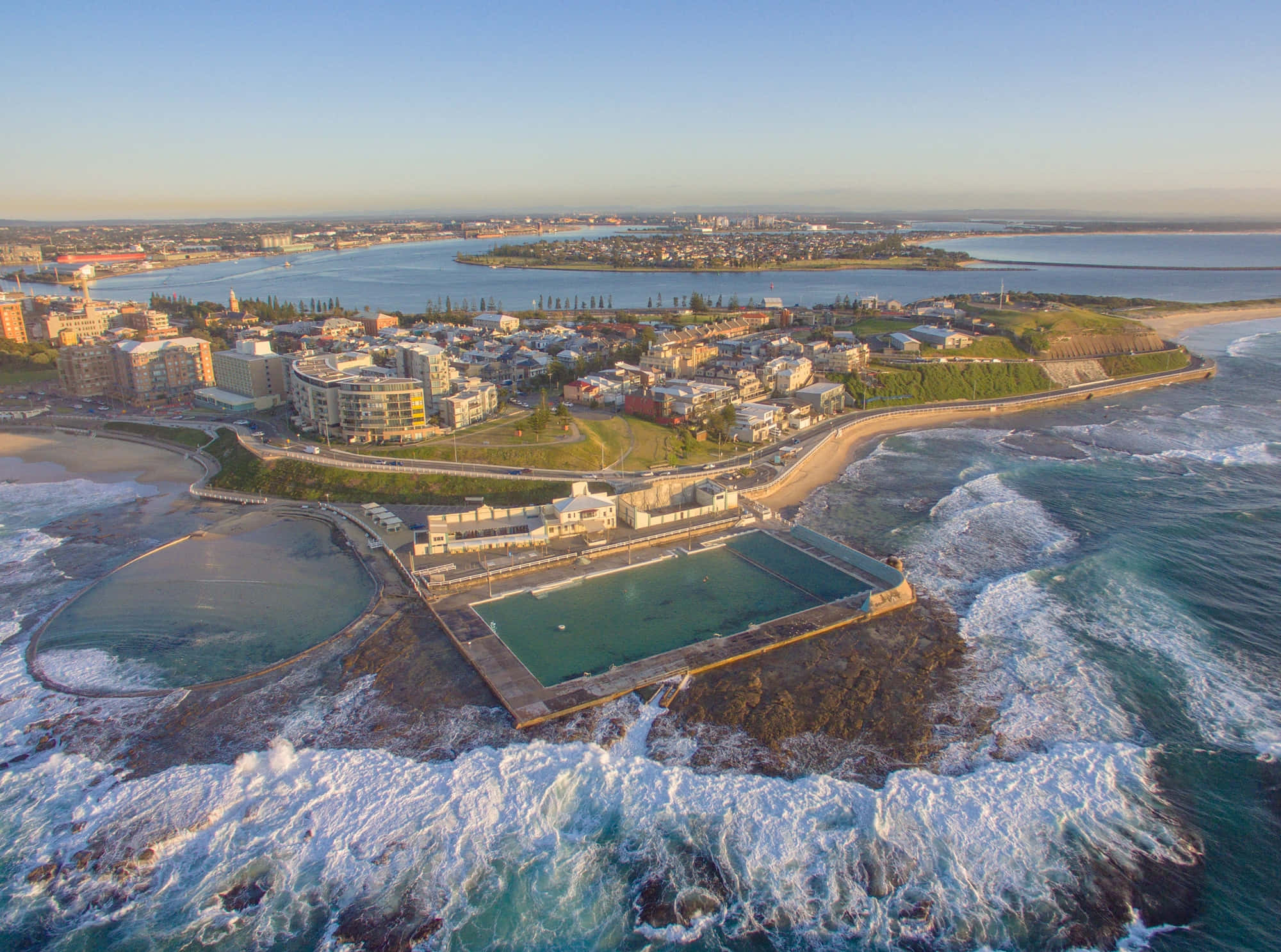 Newcastle Australia, coastline, aerial view, Full HD Desktop Wallpaper