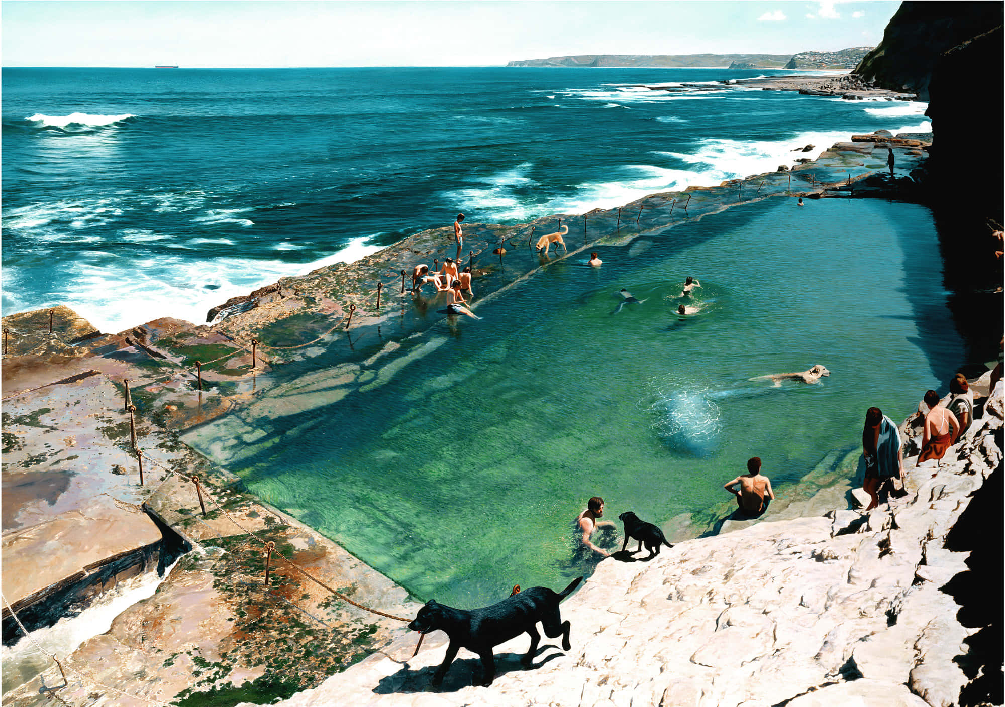 Newcastle Australia, cliff tops, turquoise water, Full HD Desktop Wallpaper