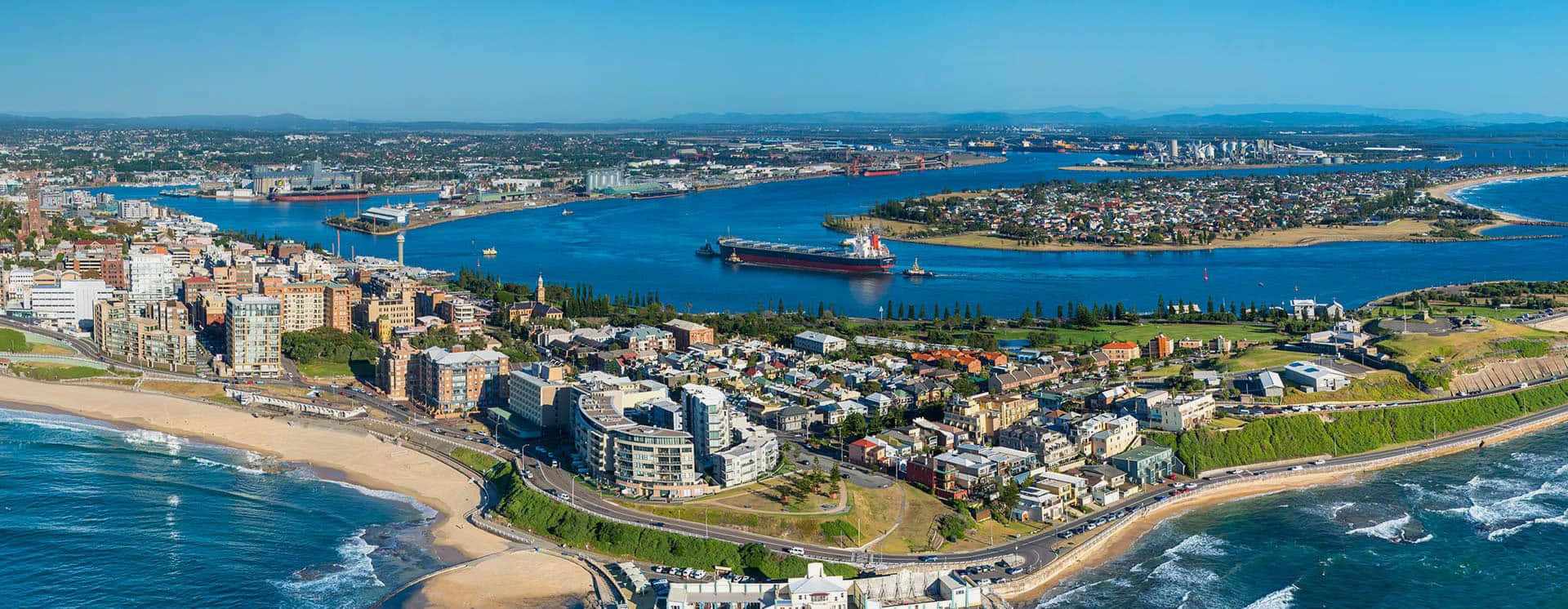 Newcastle Australia, coastline, aerial view, Full HD Desktop Wallpaper
