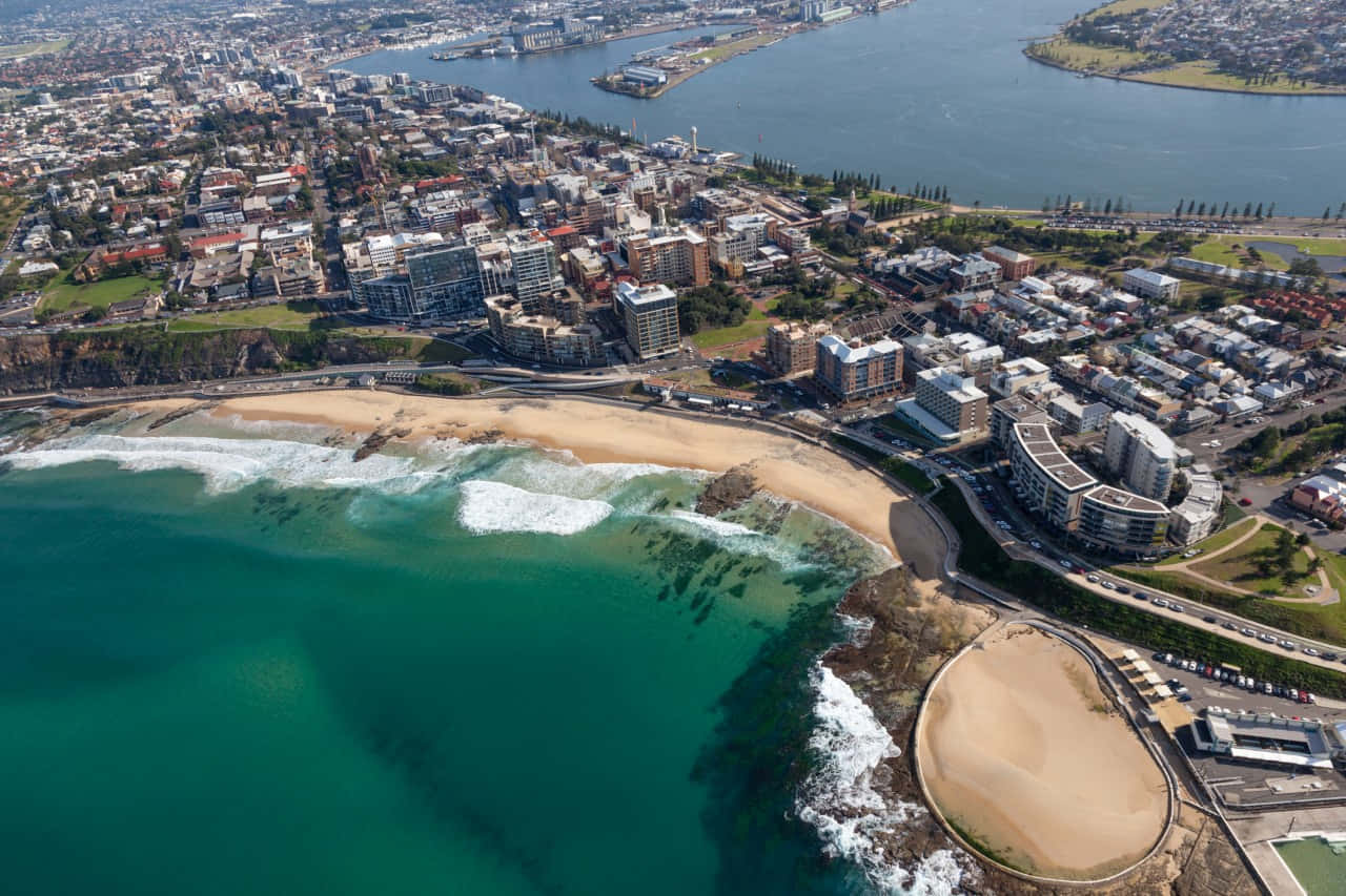 Newcastle Australia, coastline, aerial view, HD Desktop Wallpaper