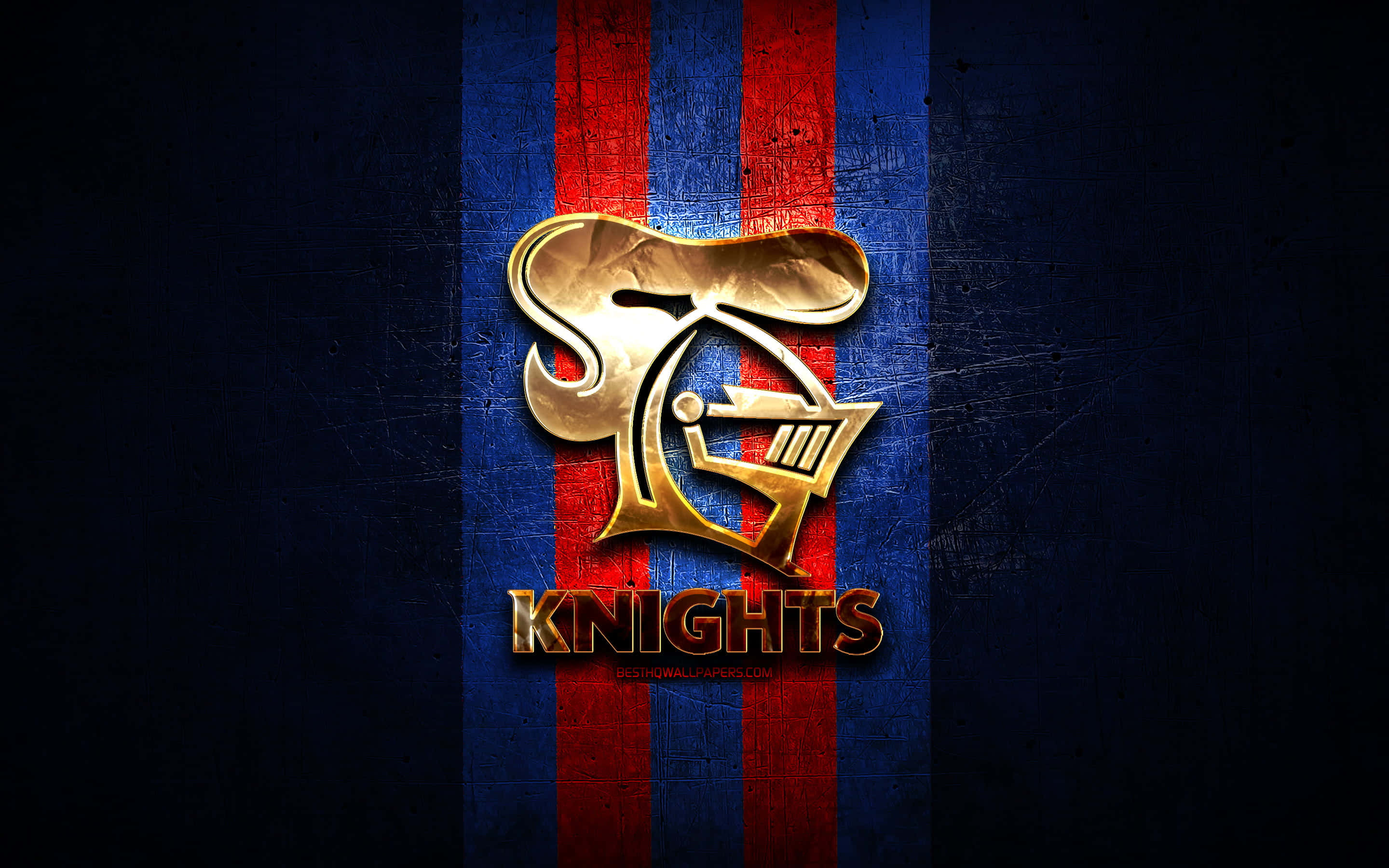 Newcastle Knights, golden knight helmet logo, KNIGHTS text, 2K Desktop Wallpaper