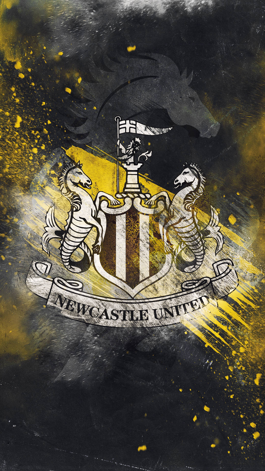 Newcastle United FC, seahorses, horse head, Full HD Phone Wallpaper