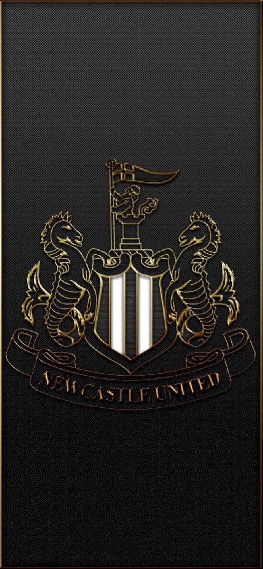 Newcastle United FC, embossed logo, golden, Full HD Phone Wallpaper