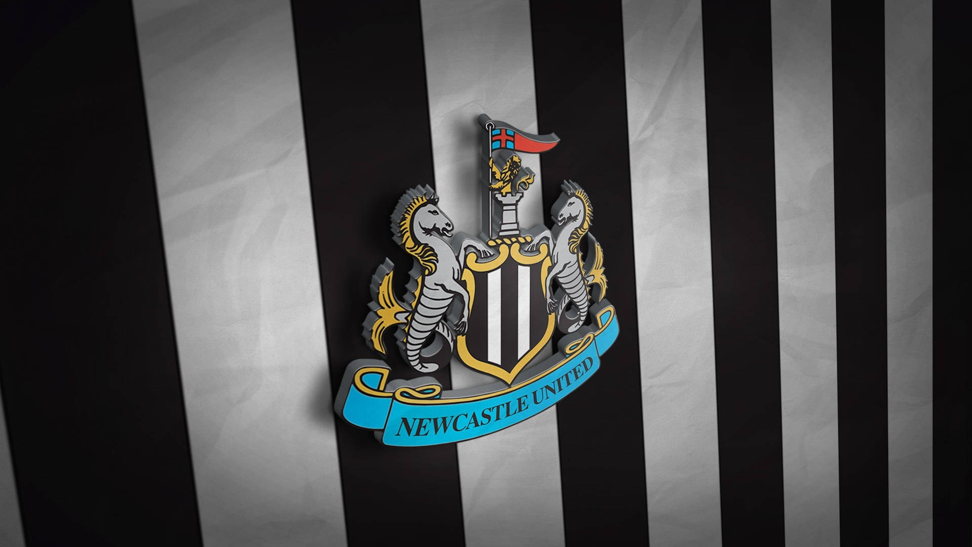 Newcastle United FC, 3D logo, grey horses, Full HD Desktop Wallpaper