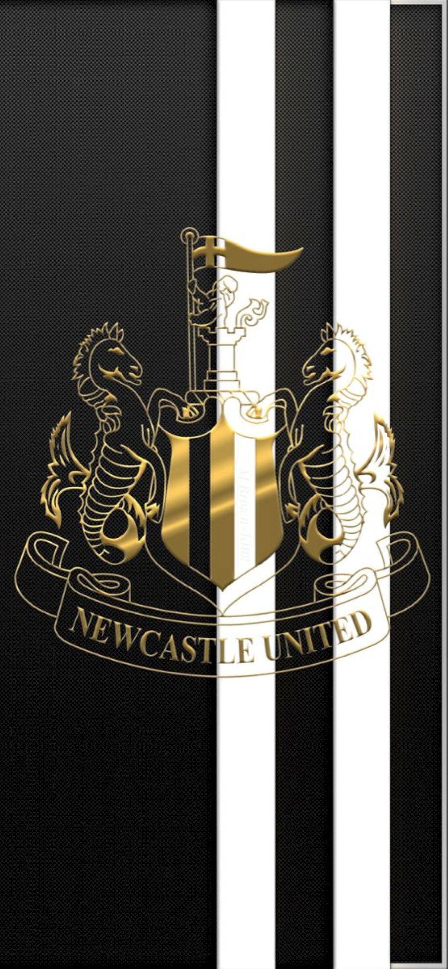 Newcastle United FC, gold, black and white striped background, Full HD Phone Wallpaper