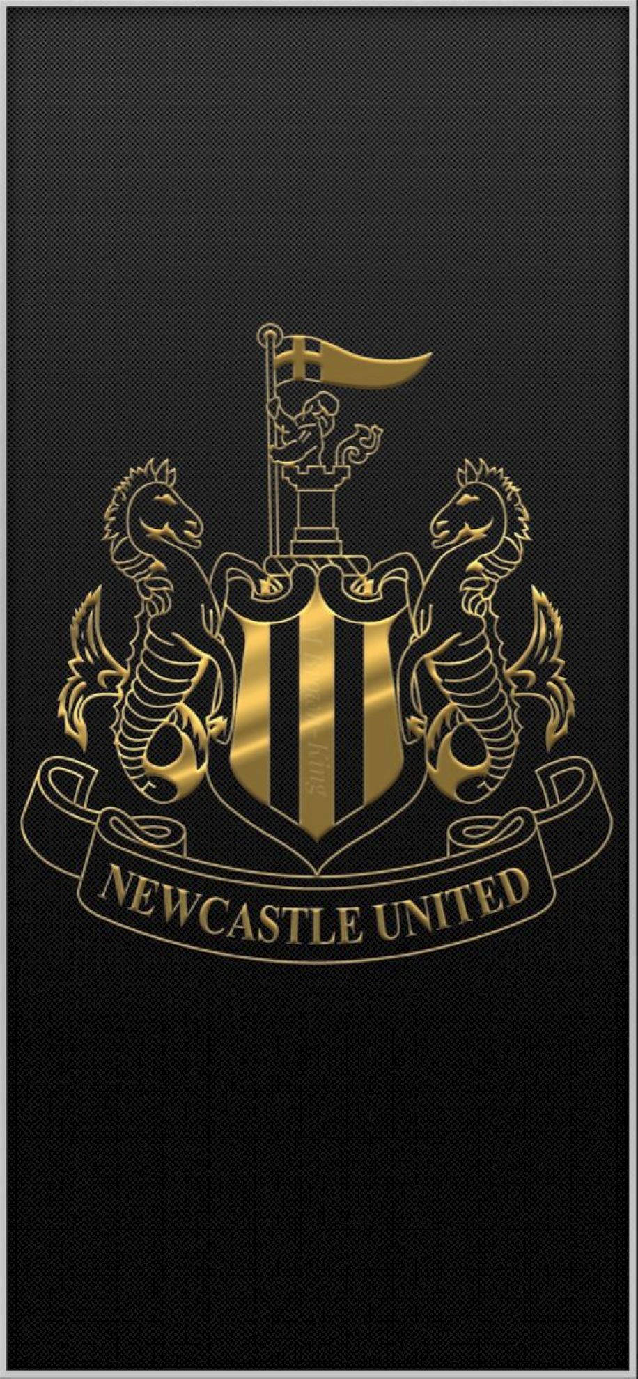 Newcastle United FC, gold logo, seahorses, Full HD Phone Wallpaper