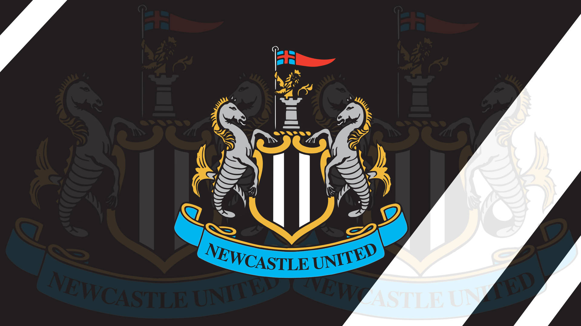 Newcastle United FC, faded logo, two grey horses, Full HD Desktop Wallpaper