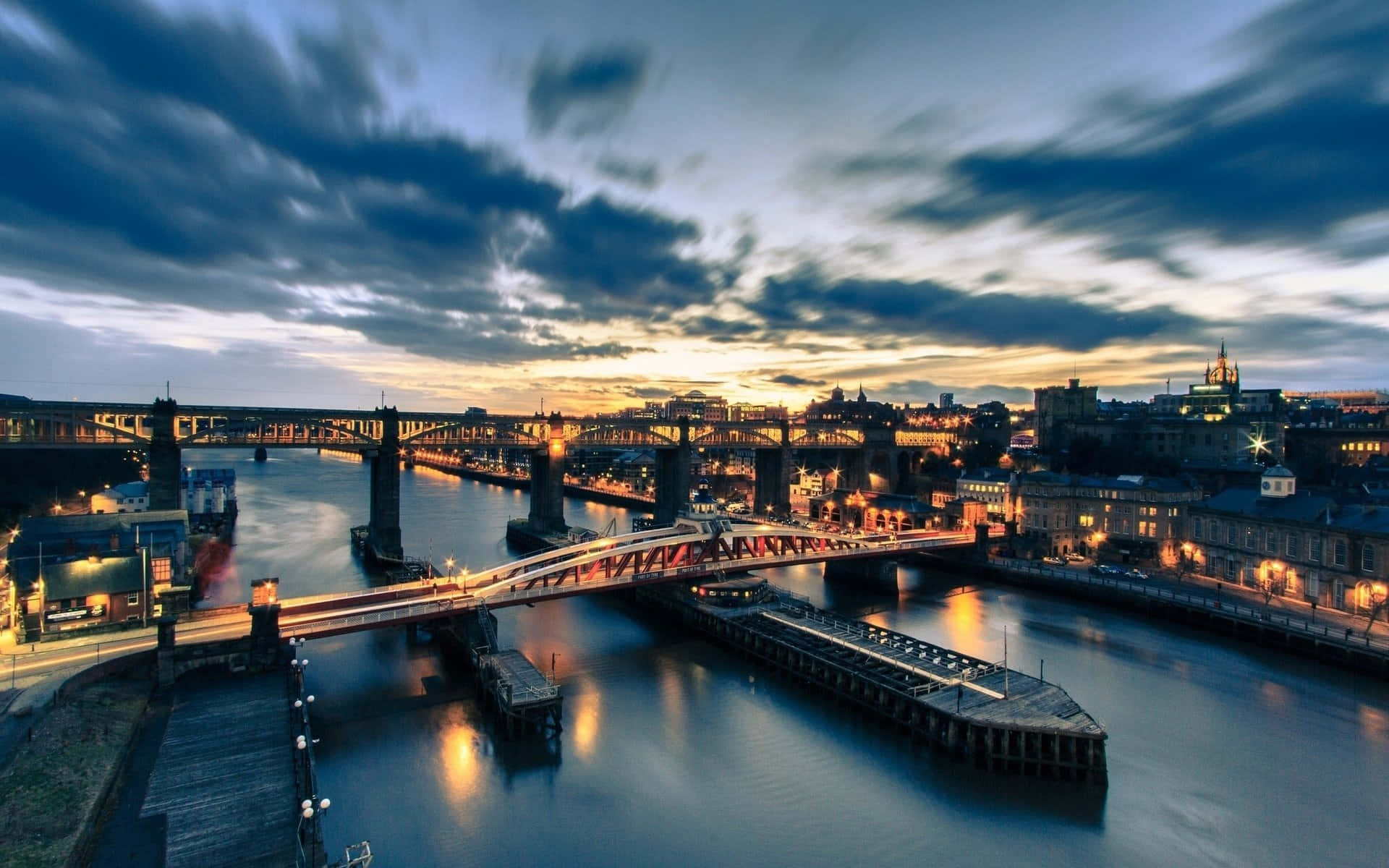 Newcastle Upon Tyne, River Tyne, bridges, Full HD Desktop Wallpaper
