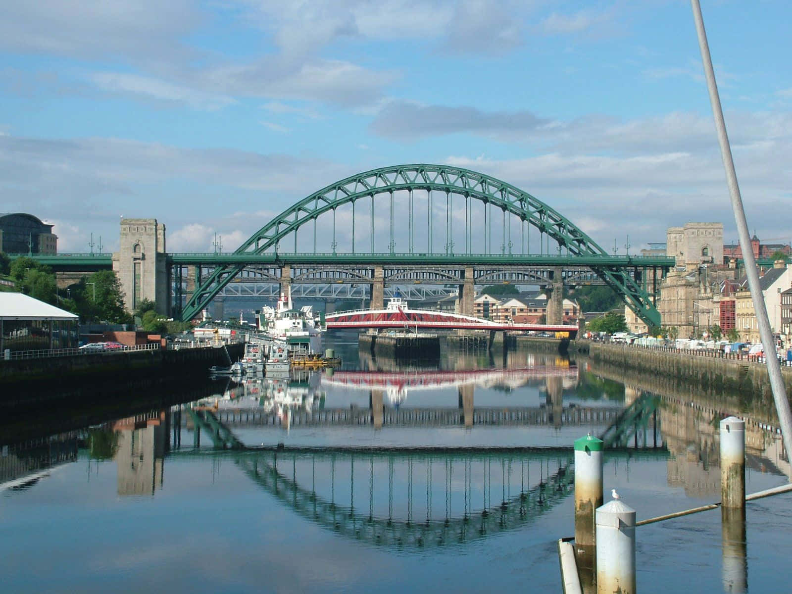 Newcastle Upon Tyne, sunset, green steel arch bridge, HD Desktop Wallpaper