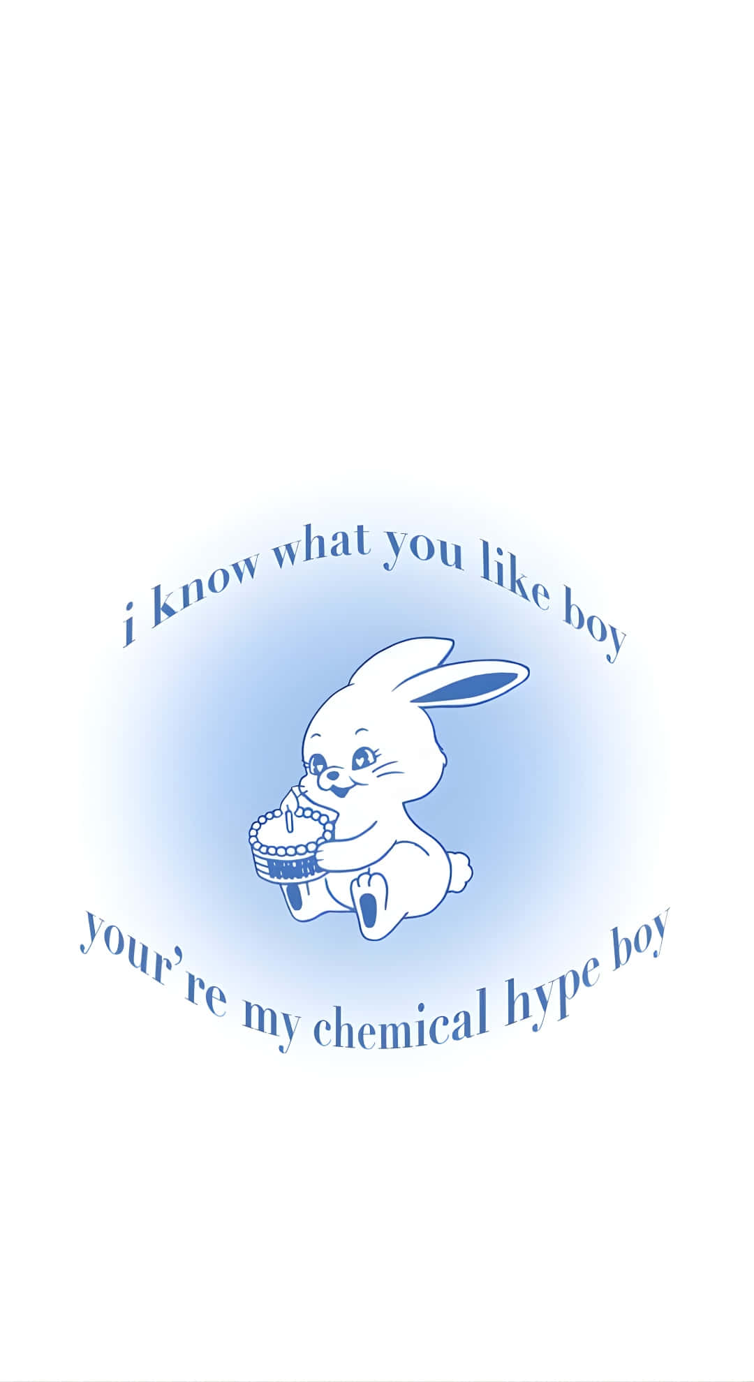 Newjeans Bunny, white cartoon bunny, blue text, Full HD Phone Wallpaper