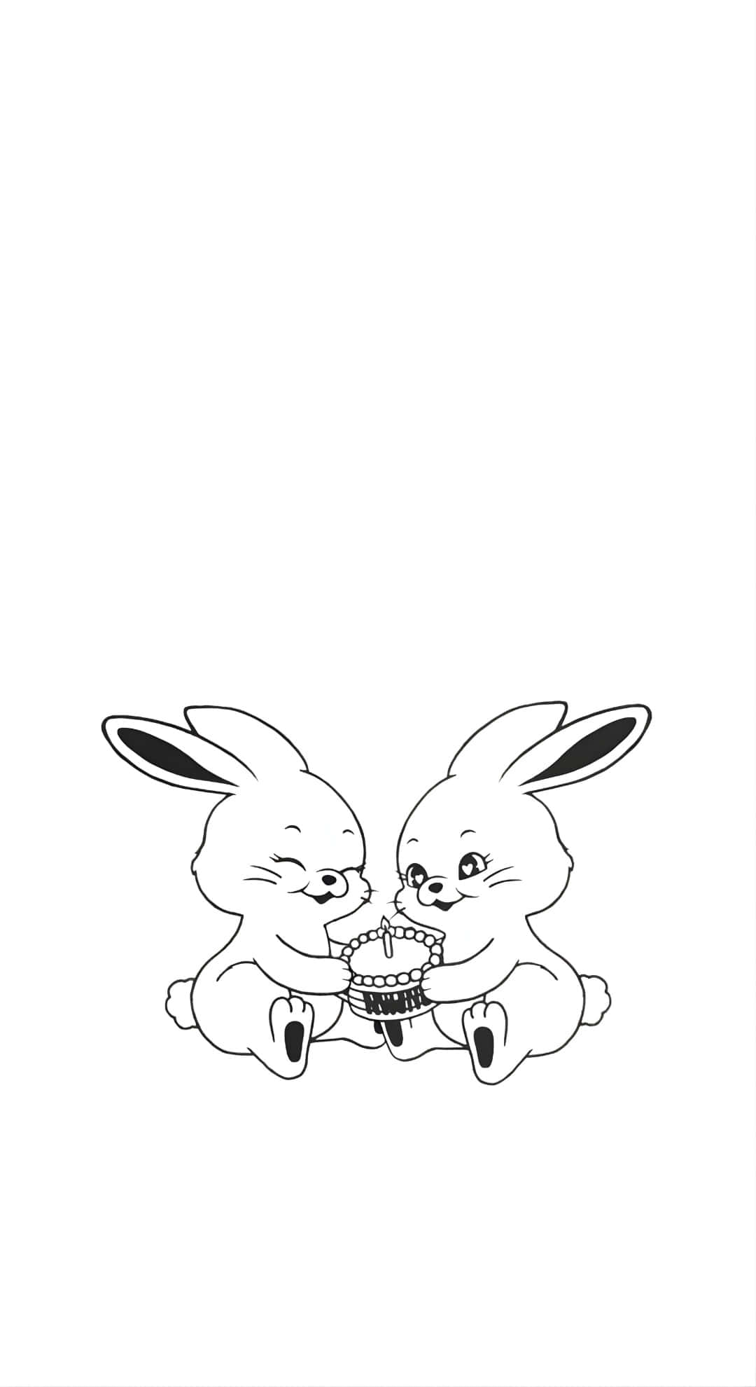 Newjeans Bunny, cartoon bunnies, small cake with candles, Full HD Phone Wallpaper