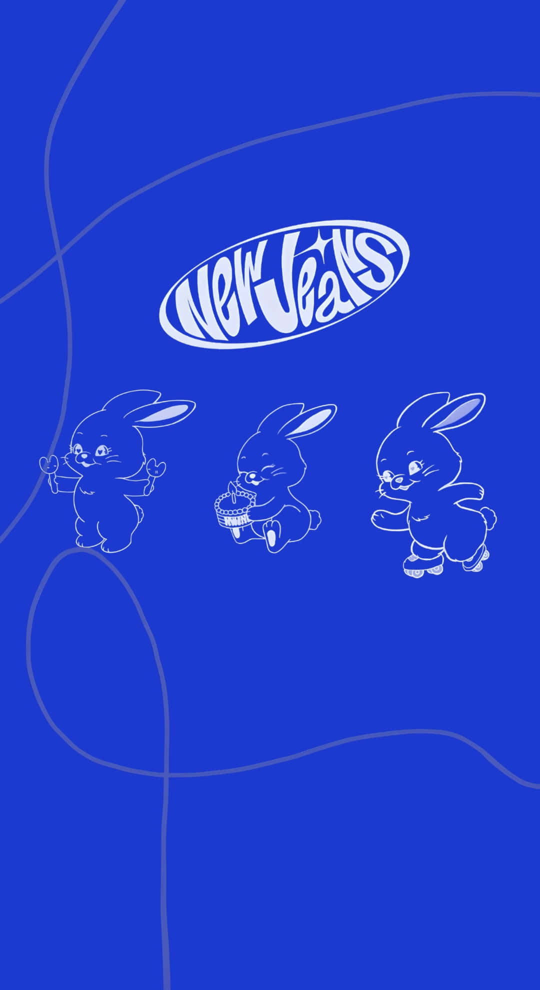 NewJeans, Newjeans Bunny Characters, white outlined cartoon bunnies, Full HD Phone Wallpaper