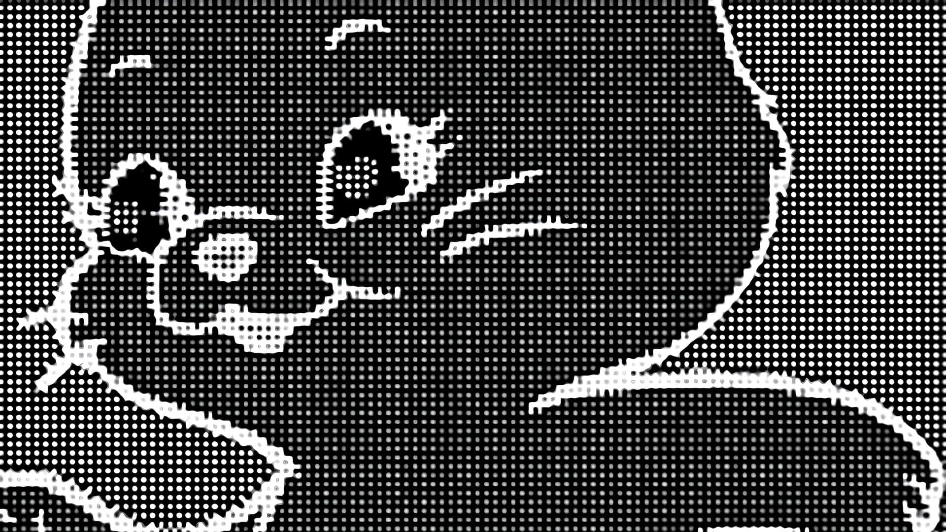 Newjeans Bunny, crochet pattern, black and white halftone, Full HD Desktop Wallpaper