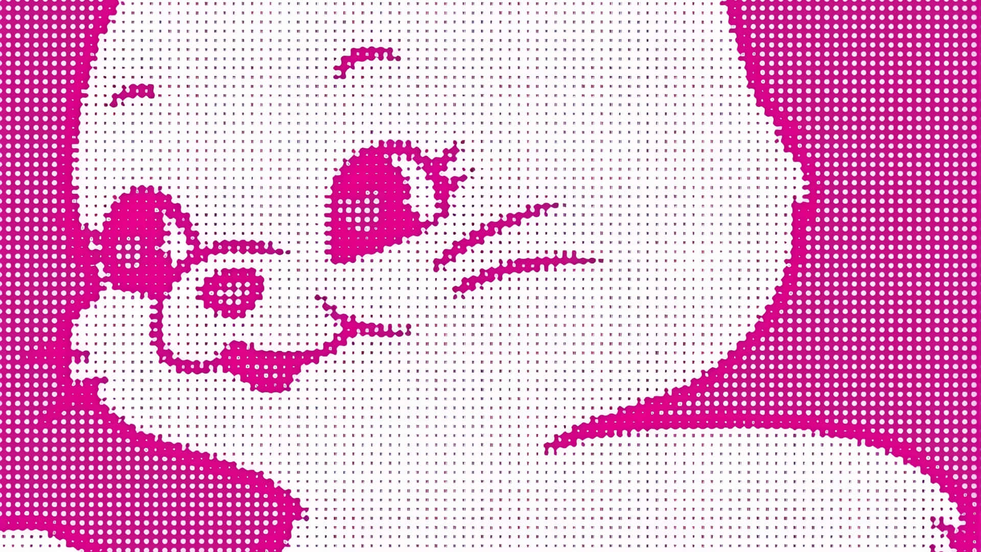 Newjeans Bunny, stylized cartoon cat, vibrant pink halftone dots, Full HD Desktop Wallpaper