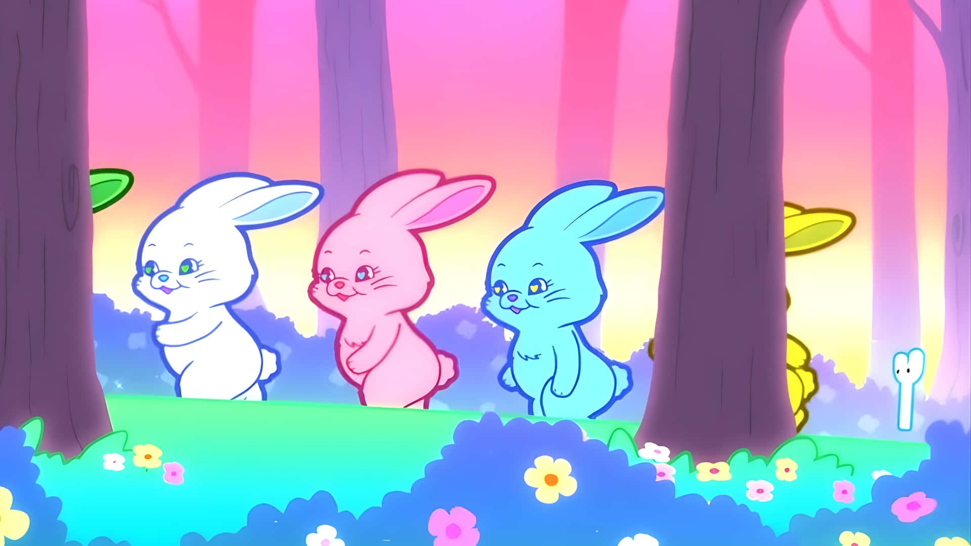 Newjeans Bunny, pastel-colored, cartoon bunnies, Full HD Desktop Wallpaper