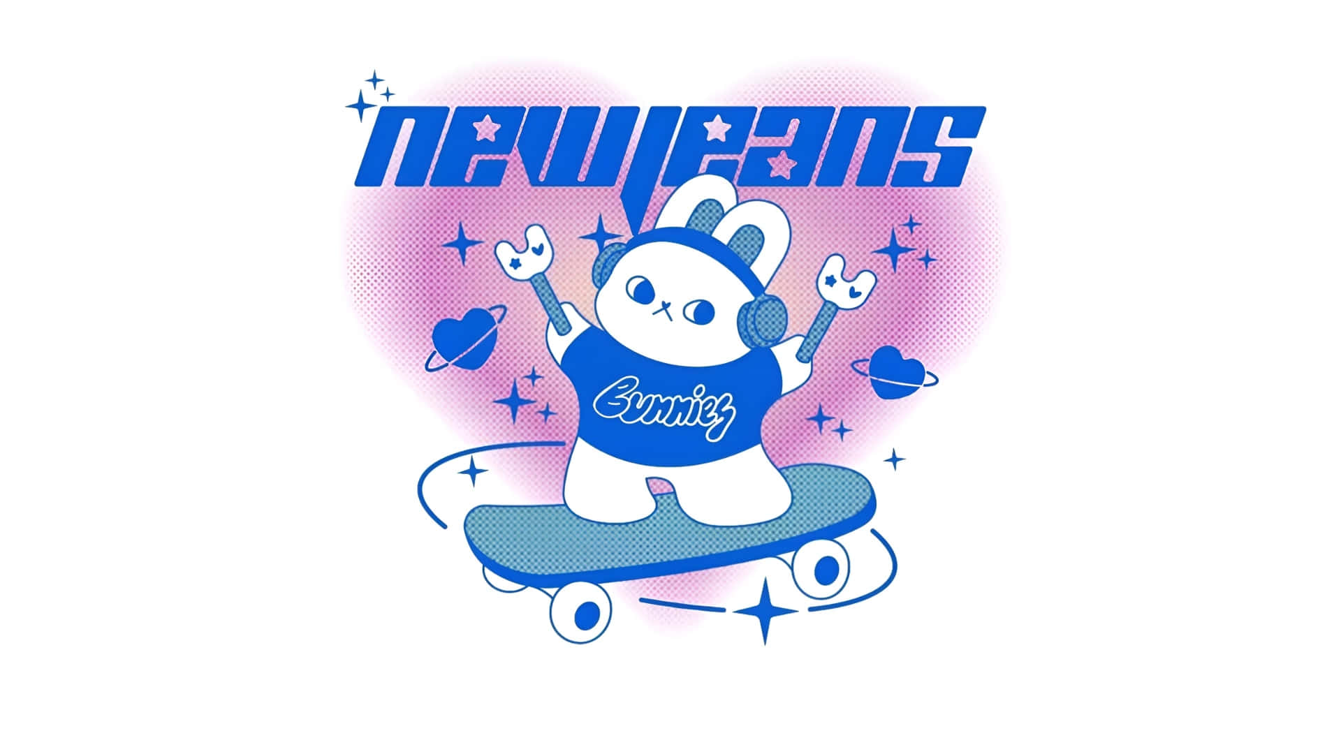 Newjeans Bunny, blue shirt, headphones, Full HD Desktop Wallpaper