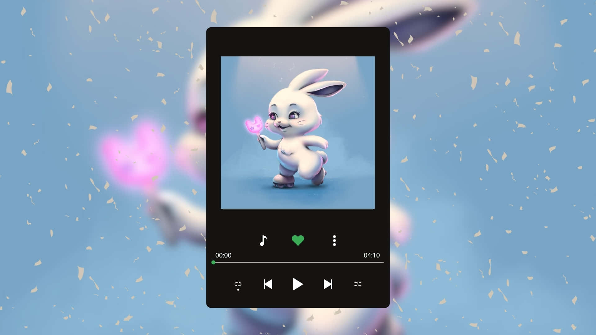 Newjeans Bunny, glowing pink heart, smartphone music player, Full HD Desktop Wallpaper