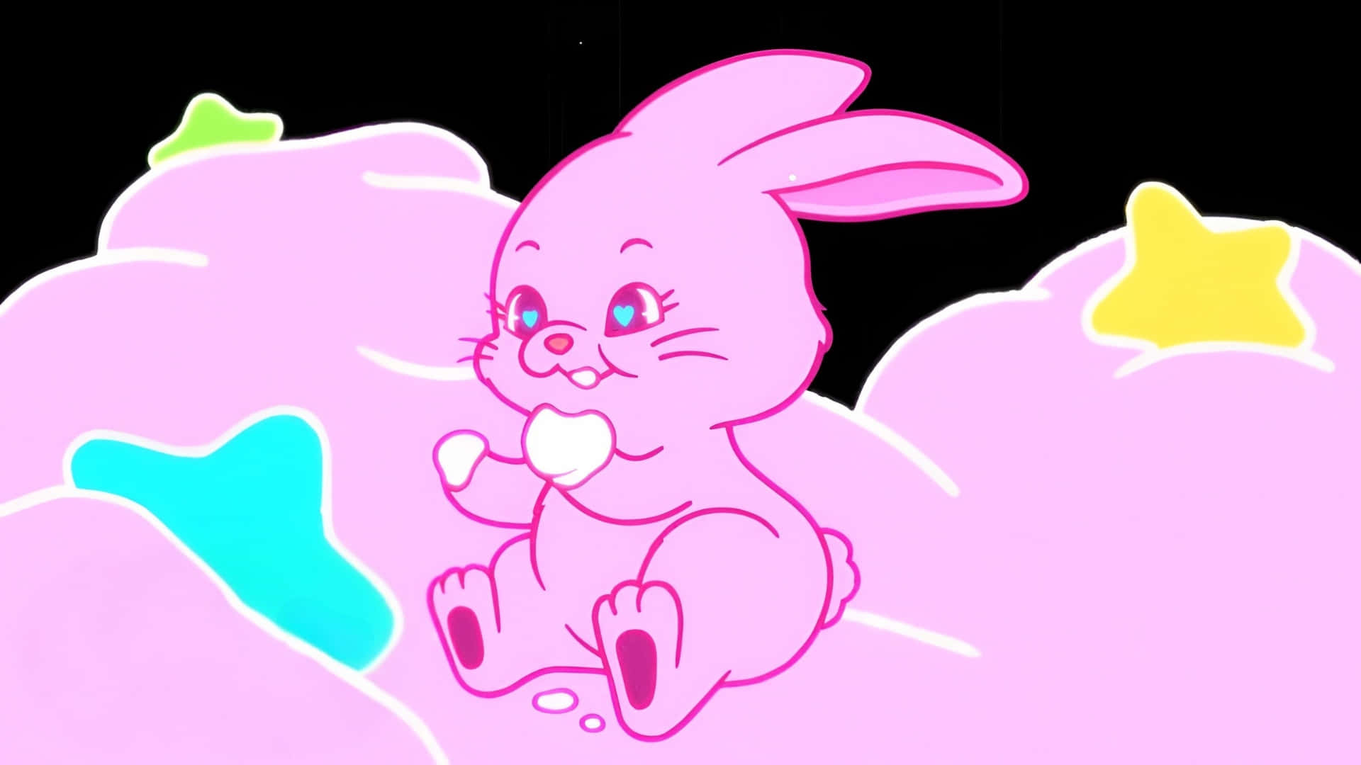 Newjeans Bunny, pink cartoon bunny, blue eyes, Full HD Desktop Wallpaper