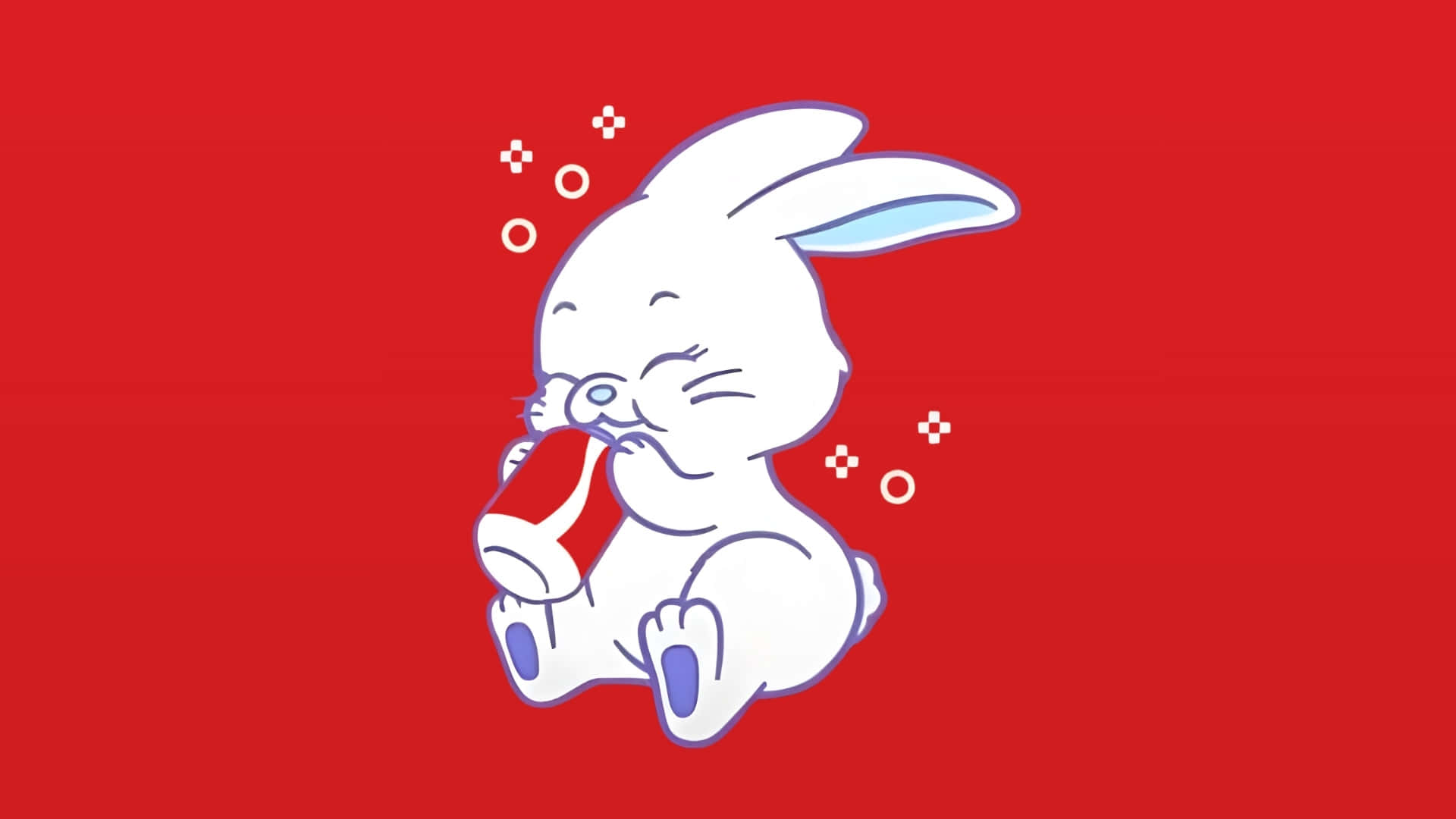Newjeans Bunny, white cartoon rabbit, blue accents, Full HD Desktop Wallpaper