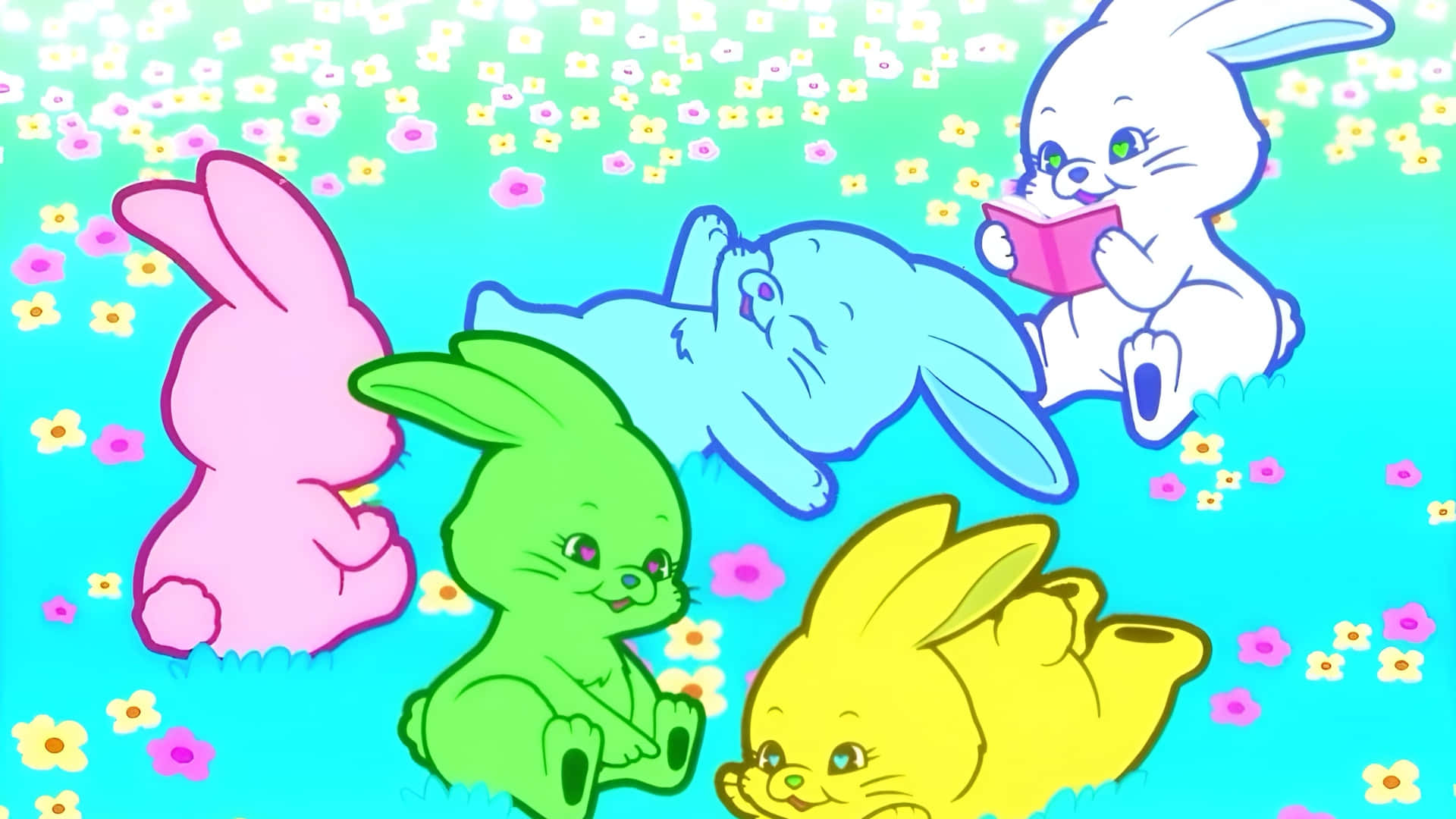 Newjeans Bunny, pink, green, Full HD Desktop Wallpaper