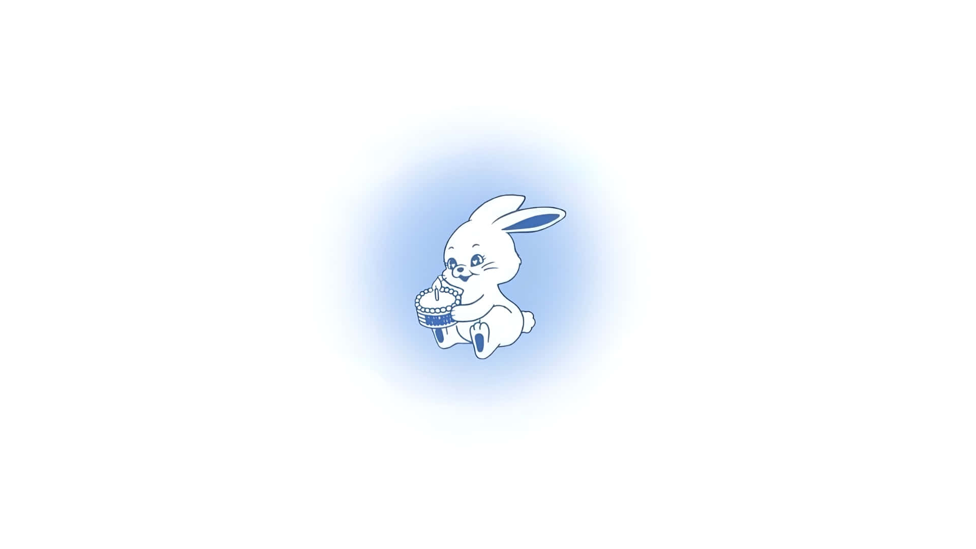 Newjeans Bunny, white cartoon bunny, blue inner ears, Full HD Desktop Wallpaper