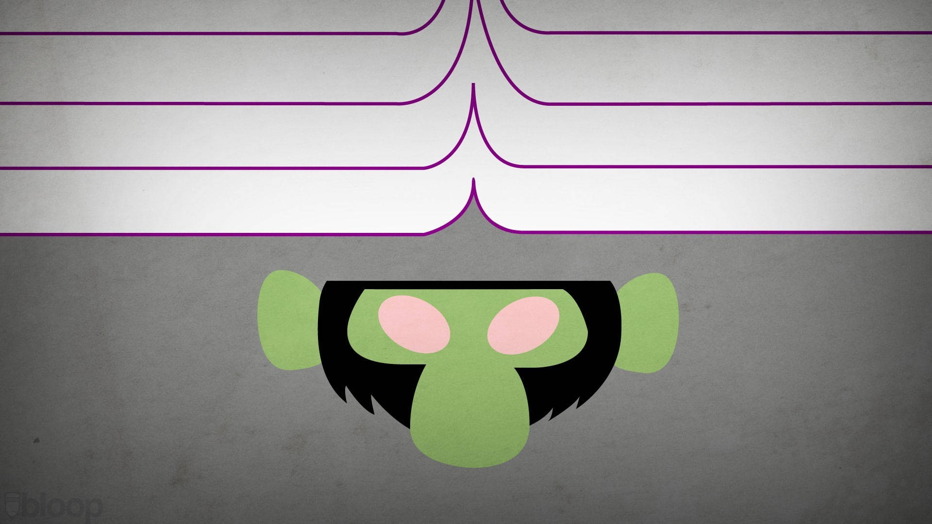 Powerpuff Girls, green cartoon face, pink cheeks, Full HD Desktop Wallpaper