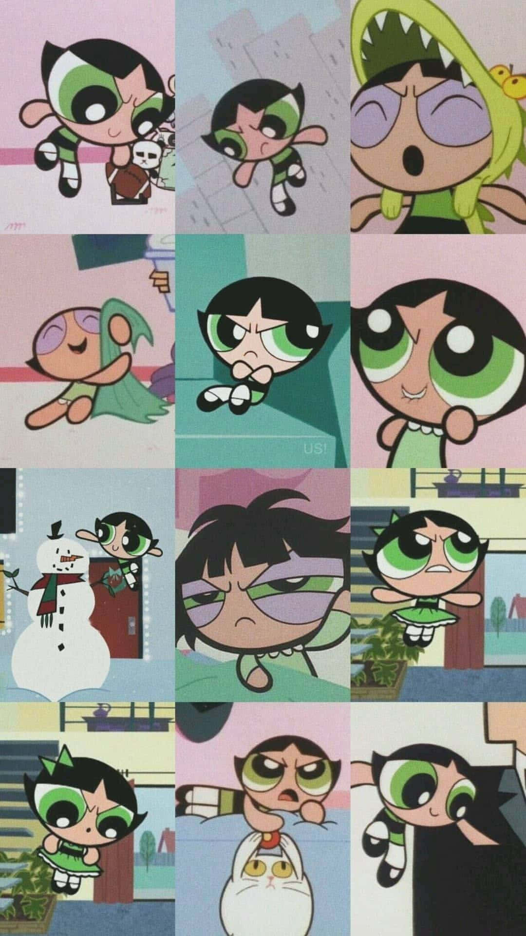 Powerpuff Girls, cartoon characters, colorful backgrounds, Full HD Phone Wallpaper