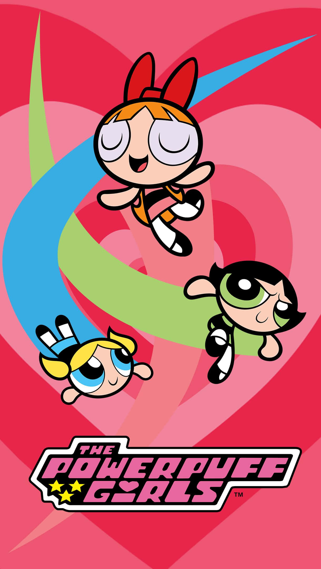 Powerpuff Girls, flying, retro poster, Full HD Phone Wallpaper