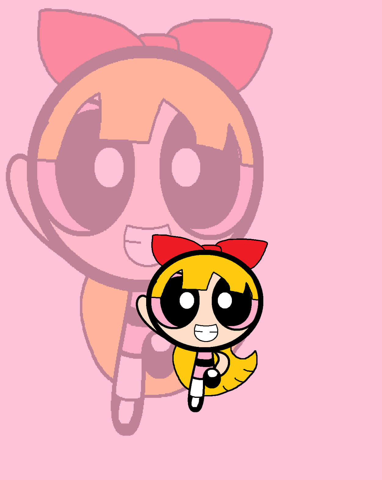 Powerpuff Girls, yellow cartoon girl, red bow, HD Phone Wallpaper