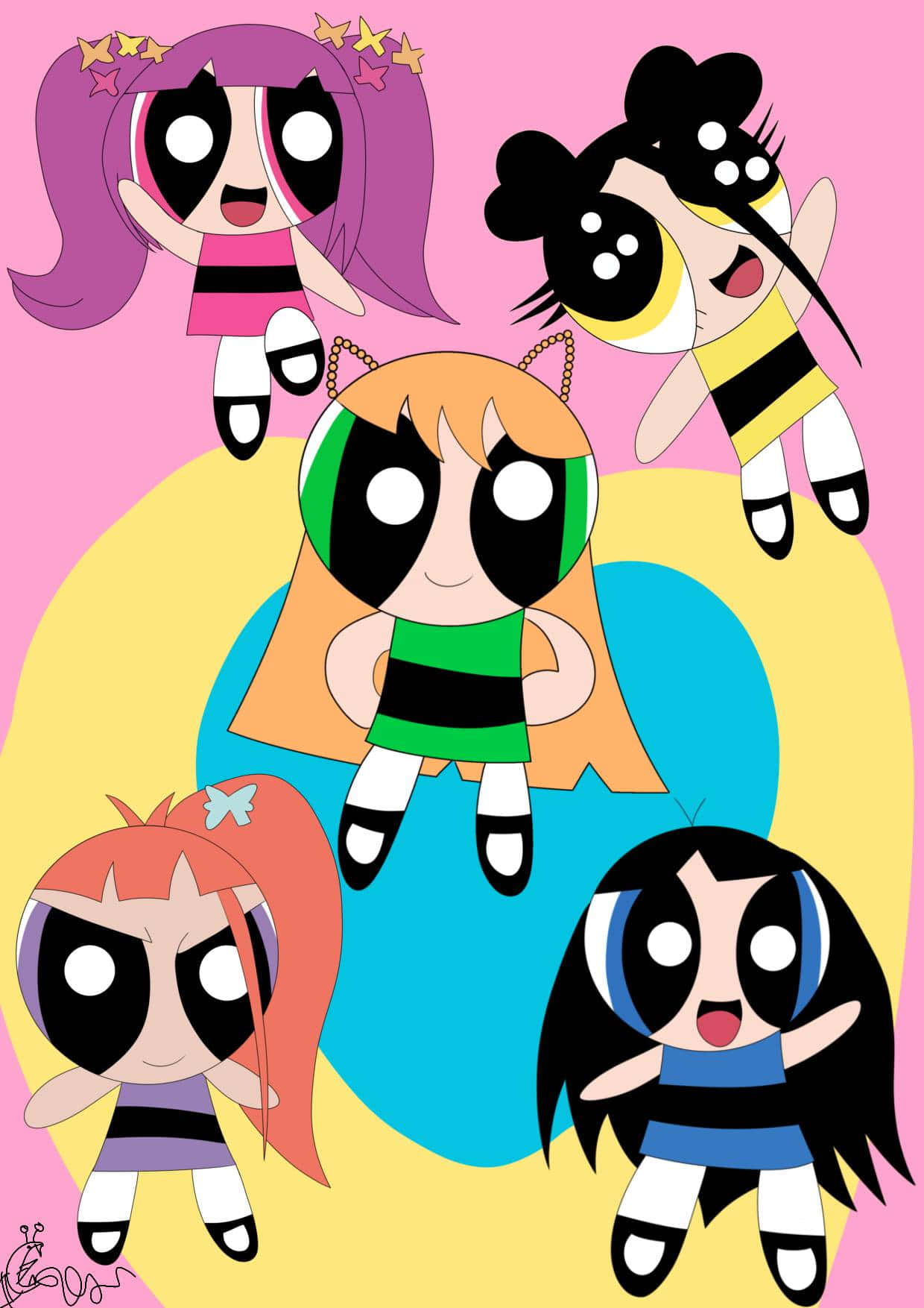 Powerpuff Girls, pink, yellow, HD Phone Wallpaper